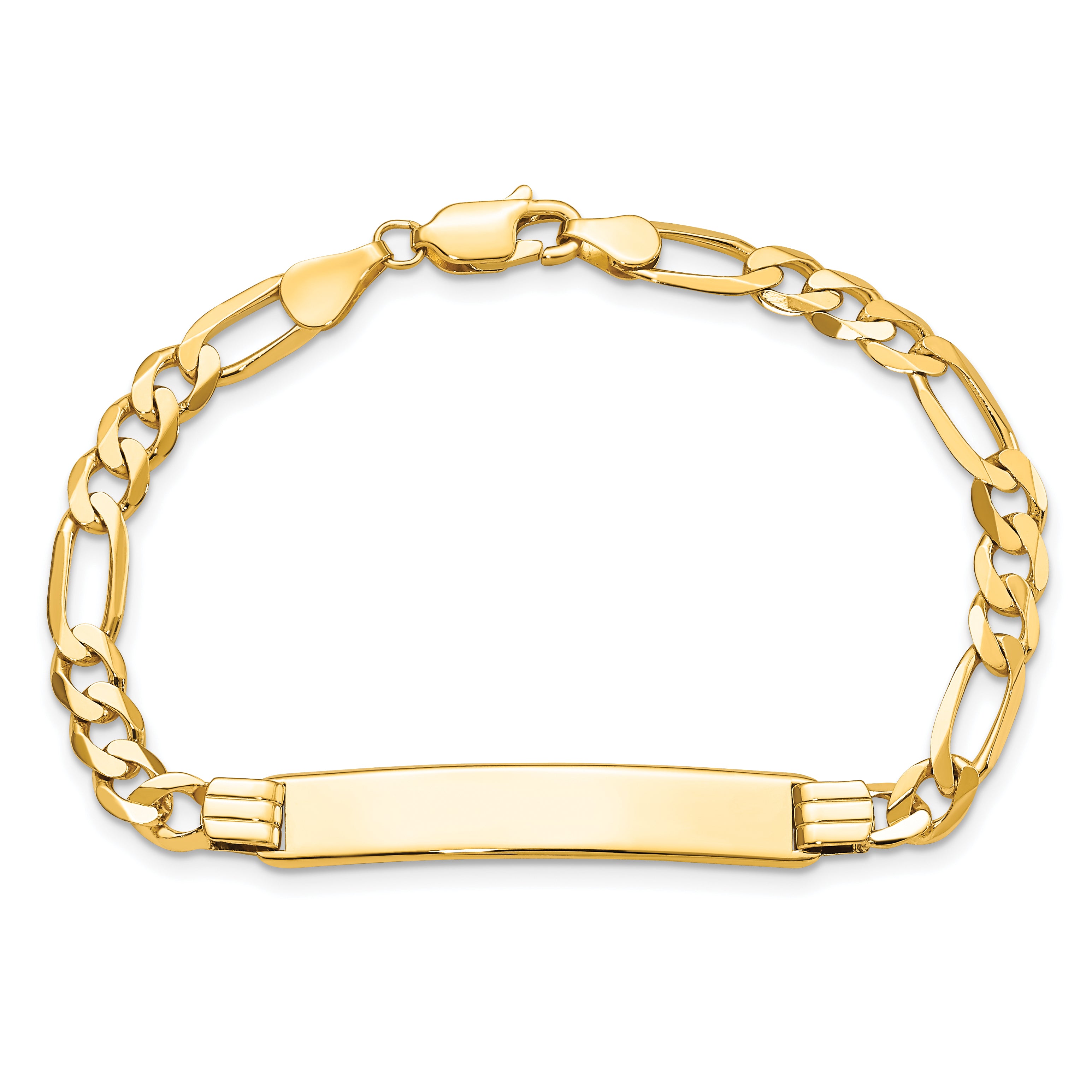 14K Flat Figaro Link Id Bracelet