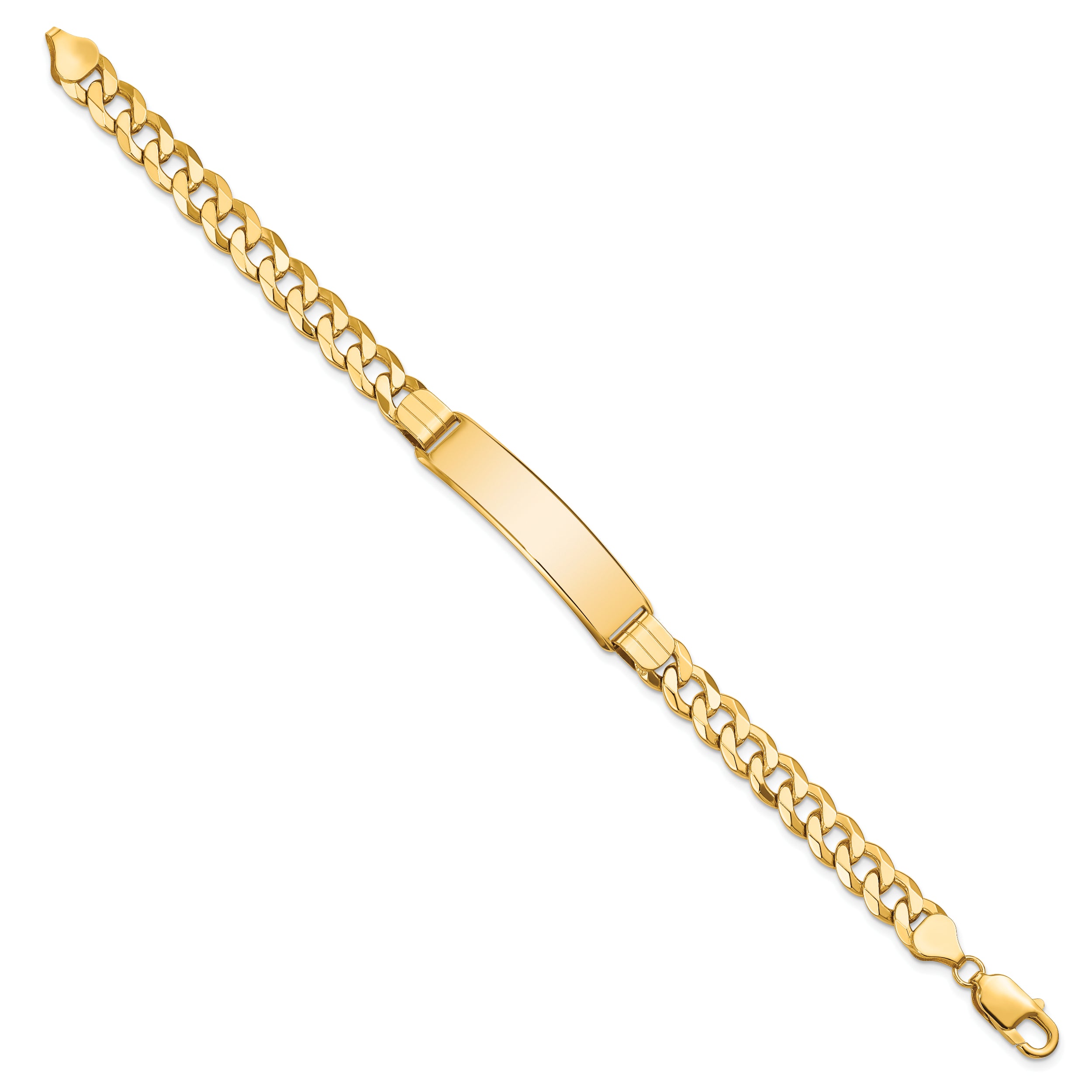 14K Flat Curb Link Id Bracelet
