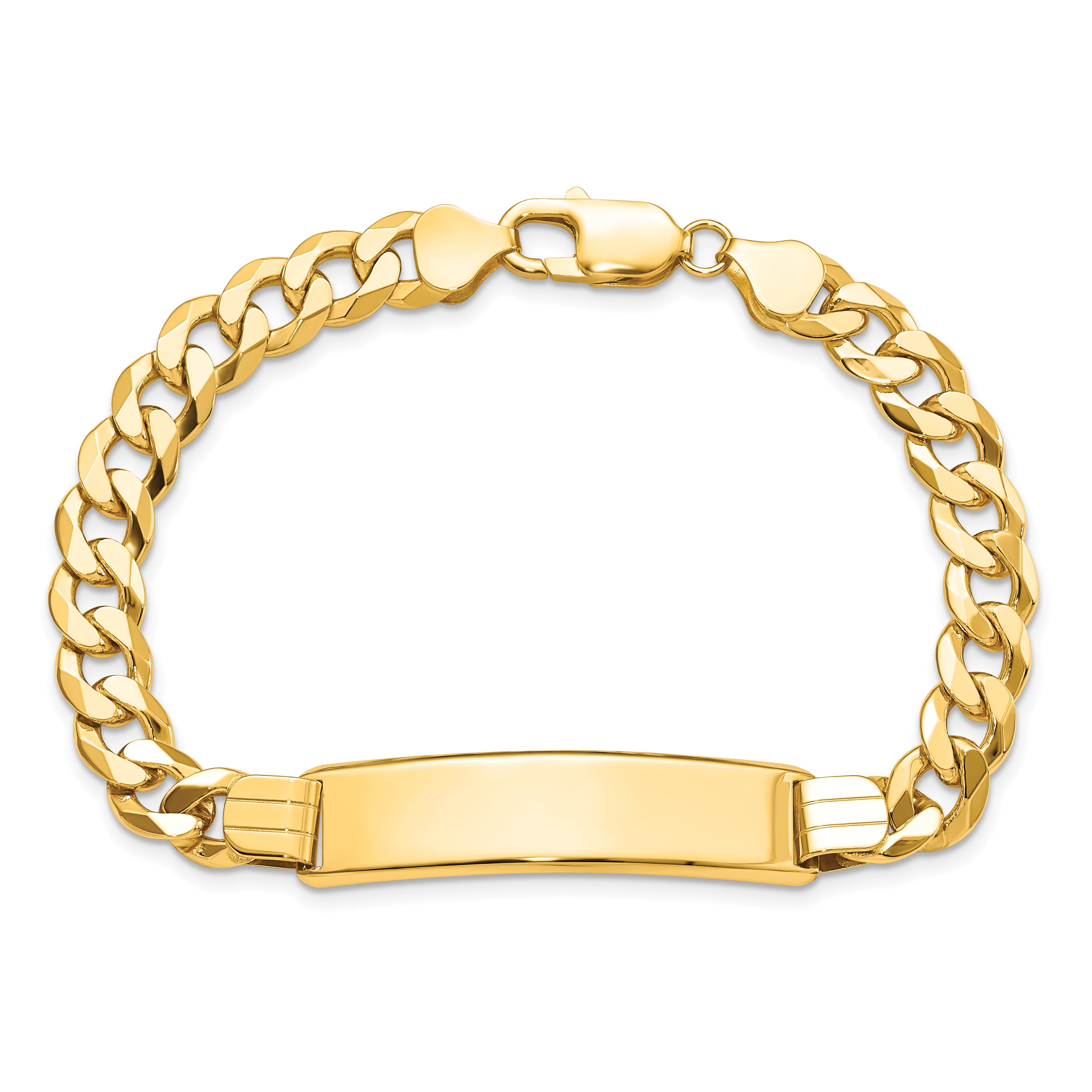 14K Flat Curb Link Id Bracelet