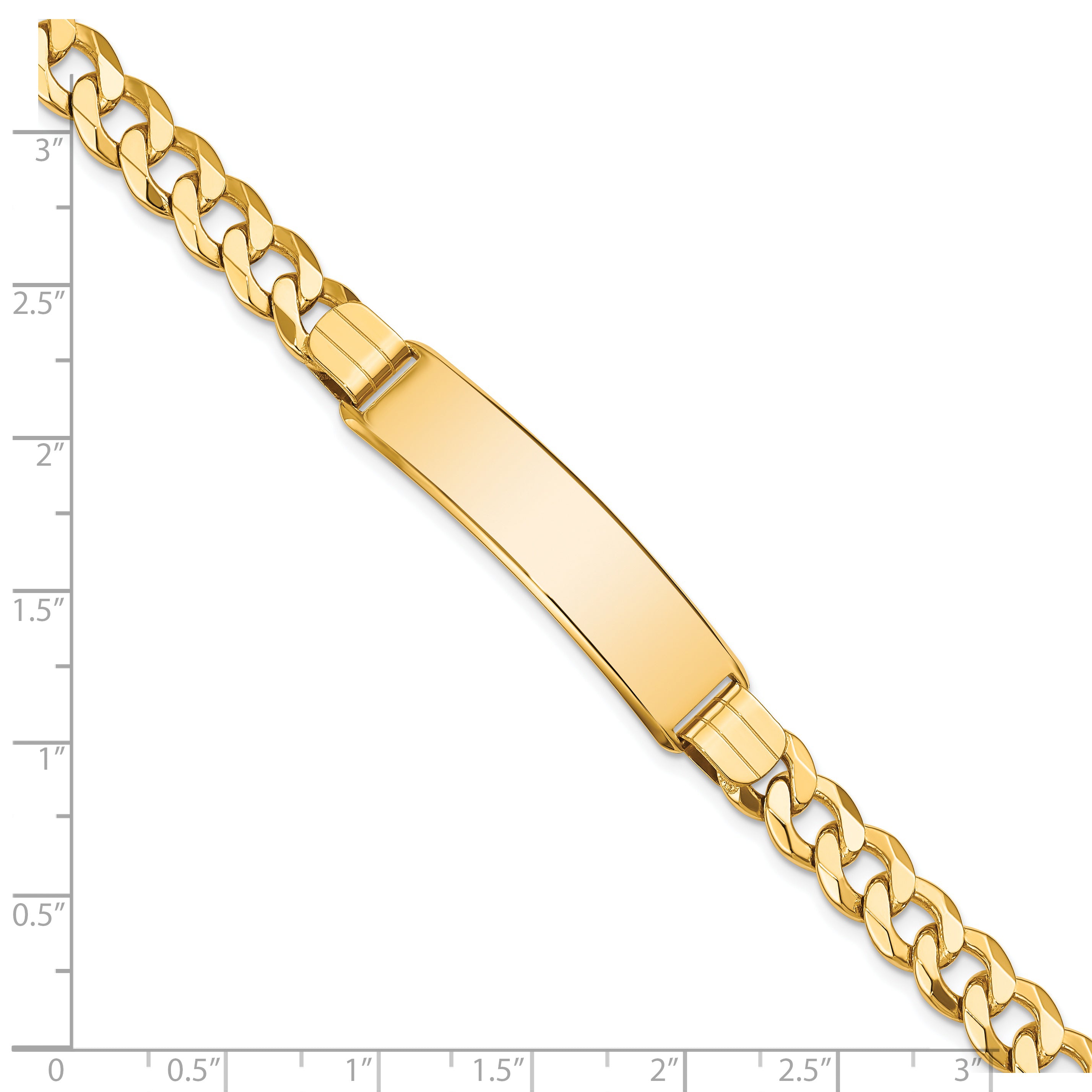 14K Flat Curb Link Id Bracelet