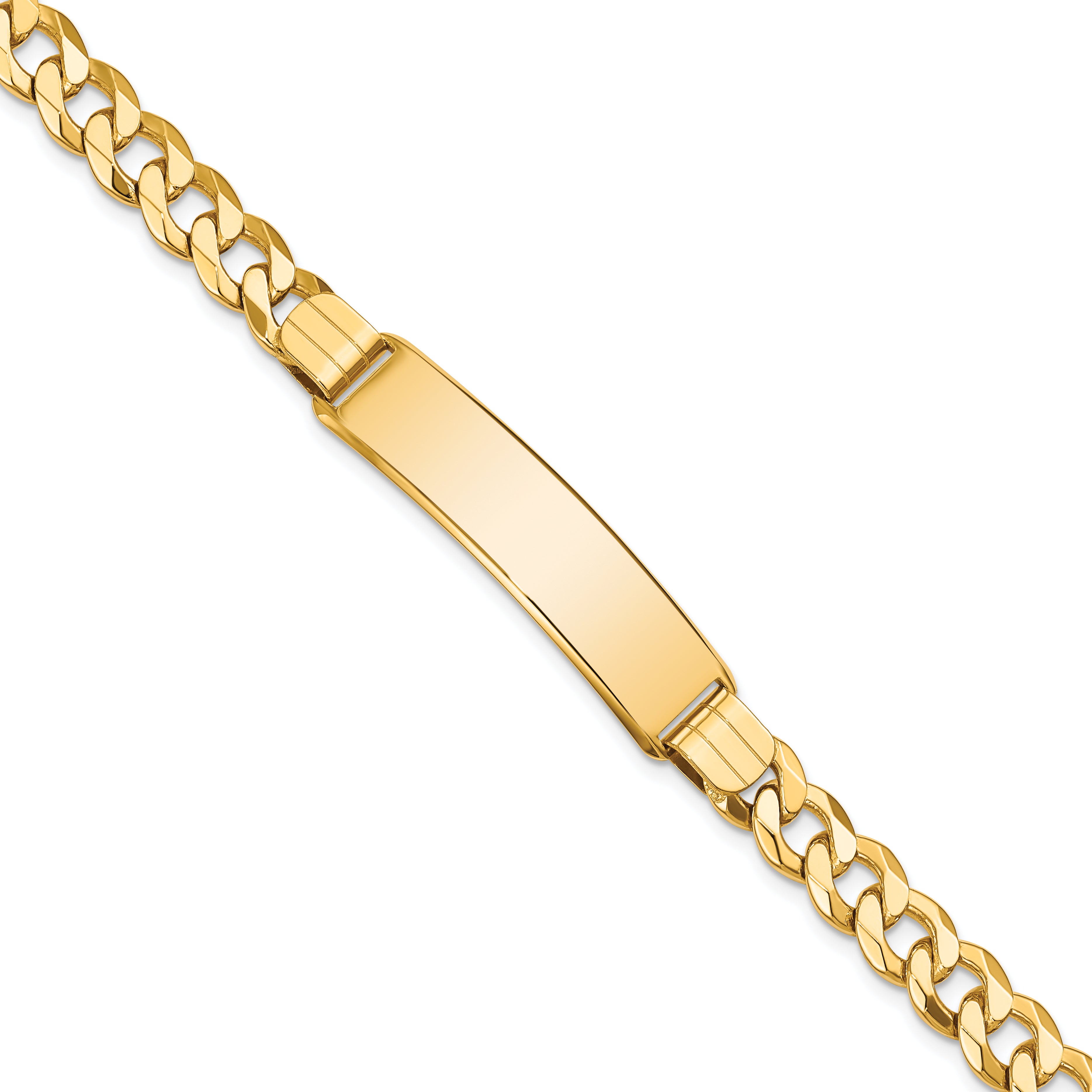 14K Flat Curb Link Id Bracelet