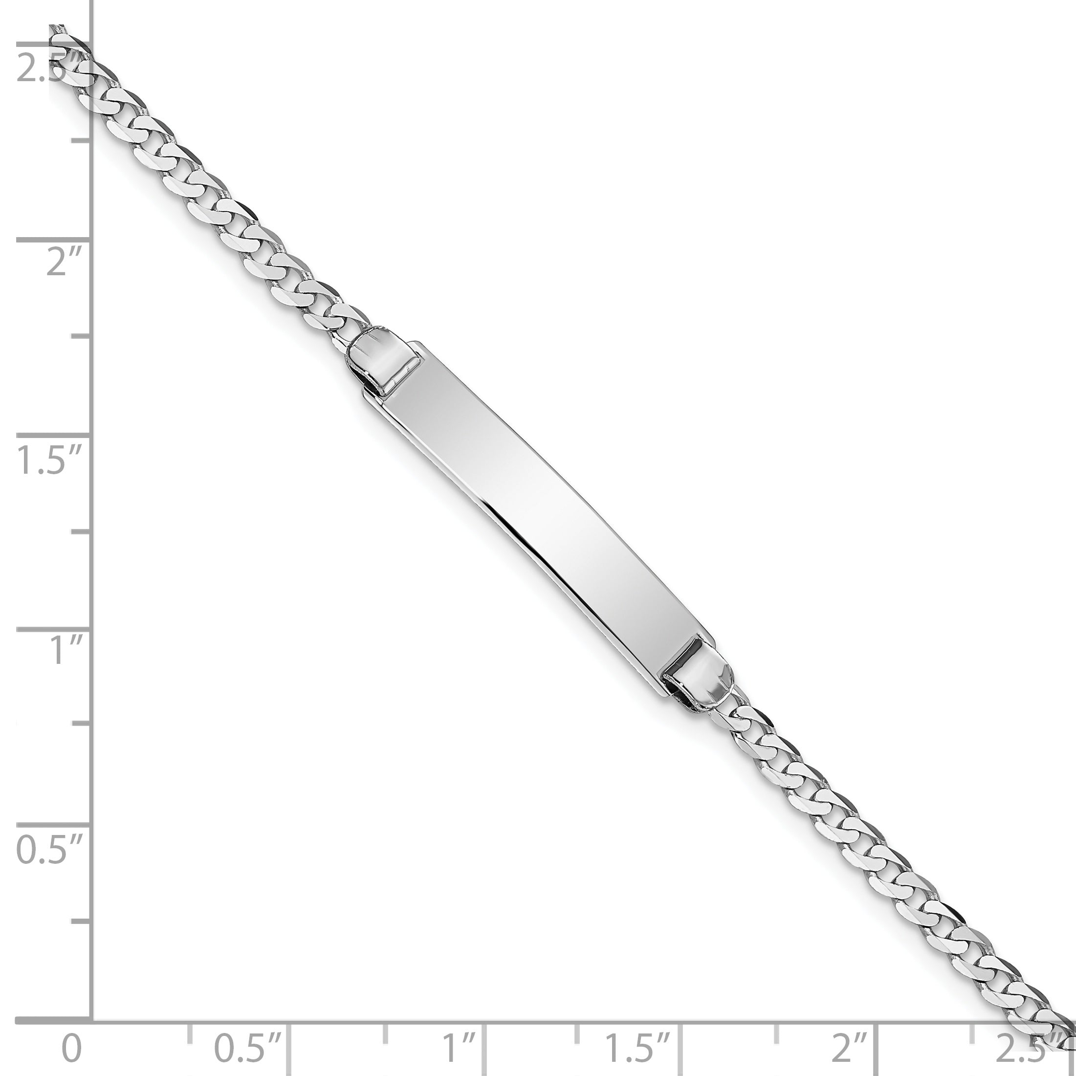 14K Wg Flat Curb Link Id Bracelet