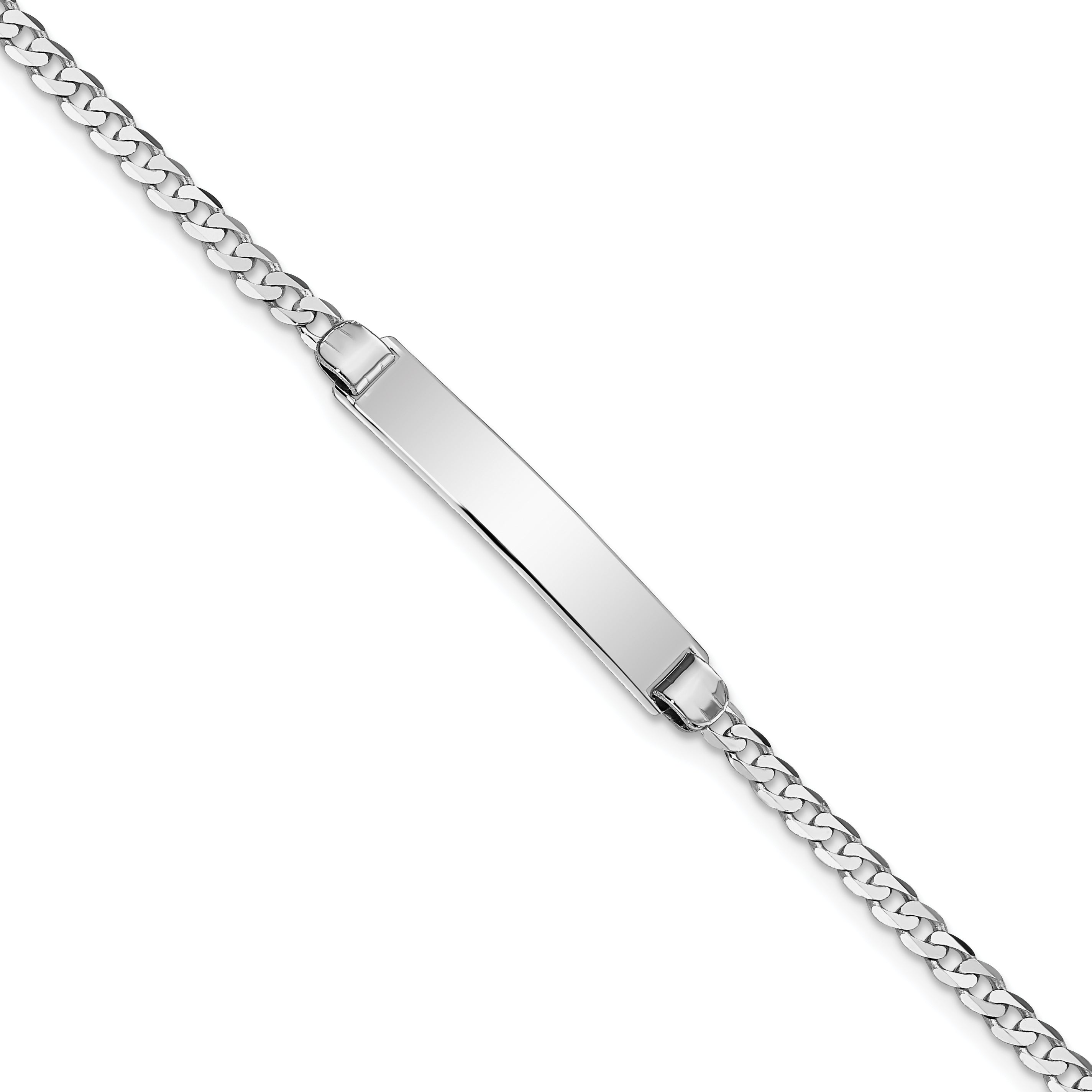 14K Wg Flat Curb Link Id Bracelet
