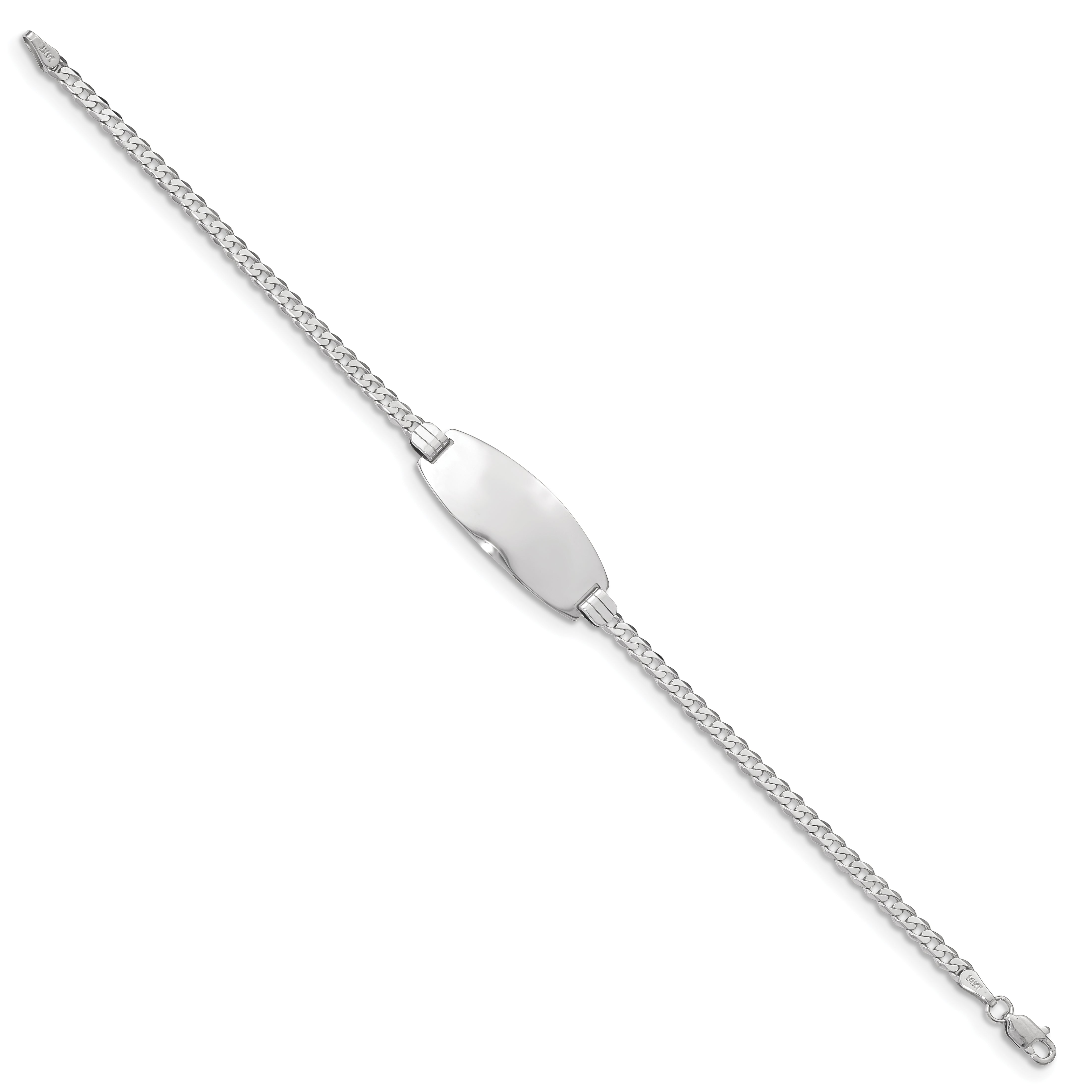 14K White Gold Oval Curb Id Bracelet