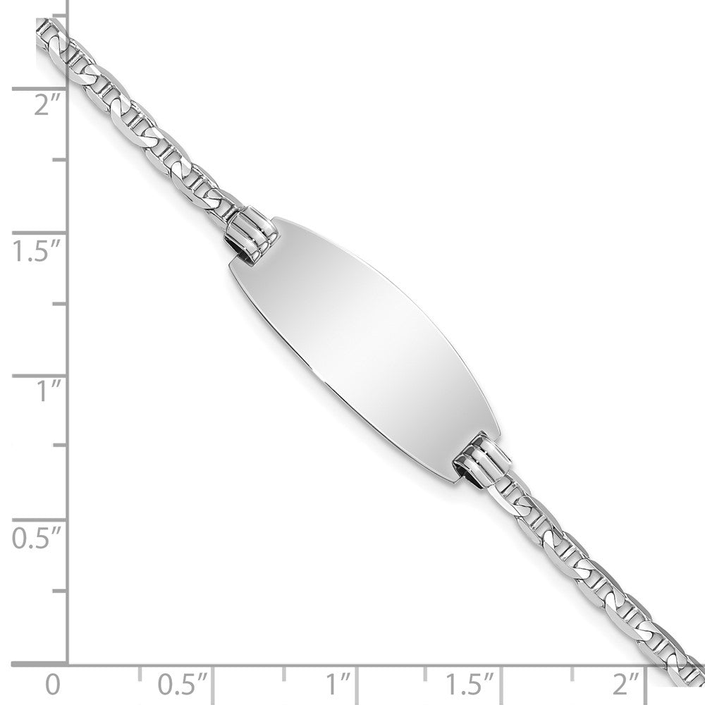 14k White Gold Oval Anchor ID Bracelet