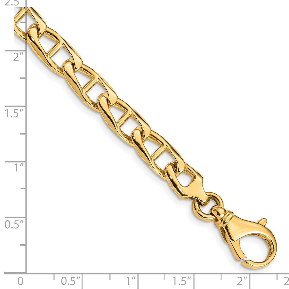 14K 9 inch 6.9mm Hand Polished Fancy Anchor Link with Fancy Lobster Clasp Bracelet
