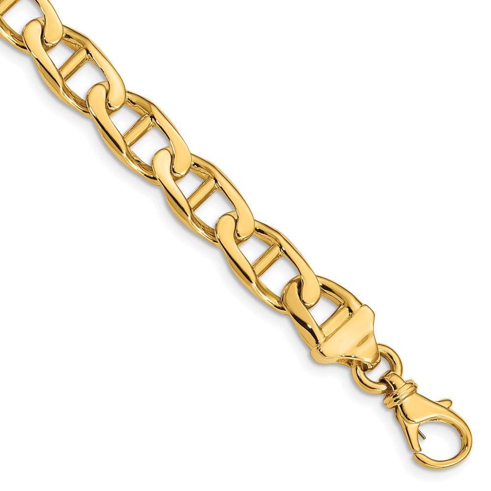 14K 20 inch 9mm Hand Polished Fancy Anchor Link with Fancy Lobster Clasp Chain