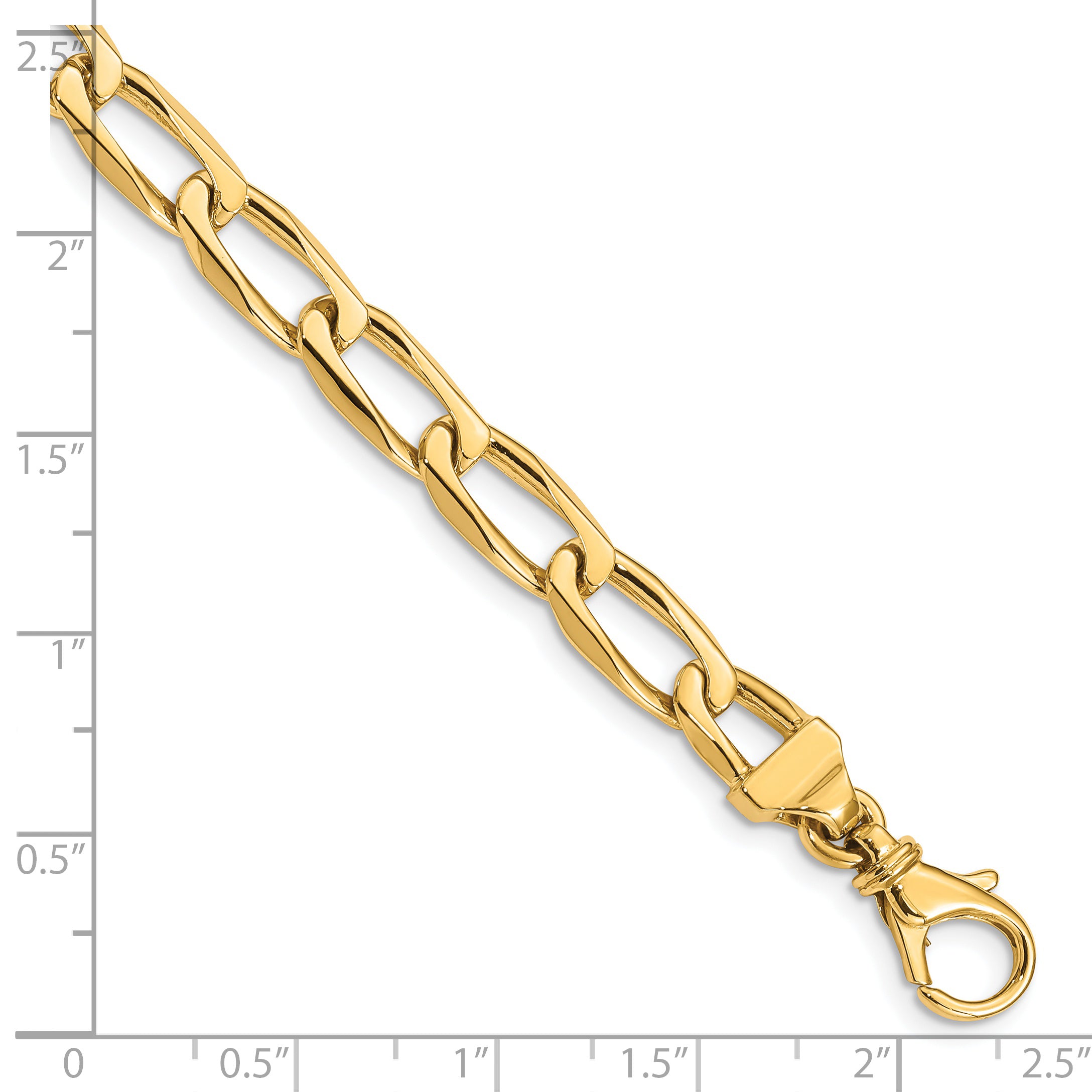 14K 18 inch 6.5mm Hand Polished Fancy Open Link with Fancy Lobster Clasp Chain