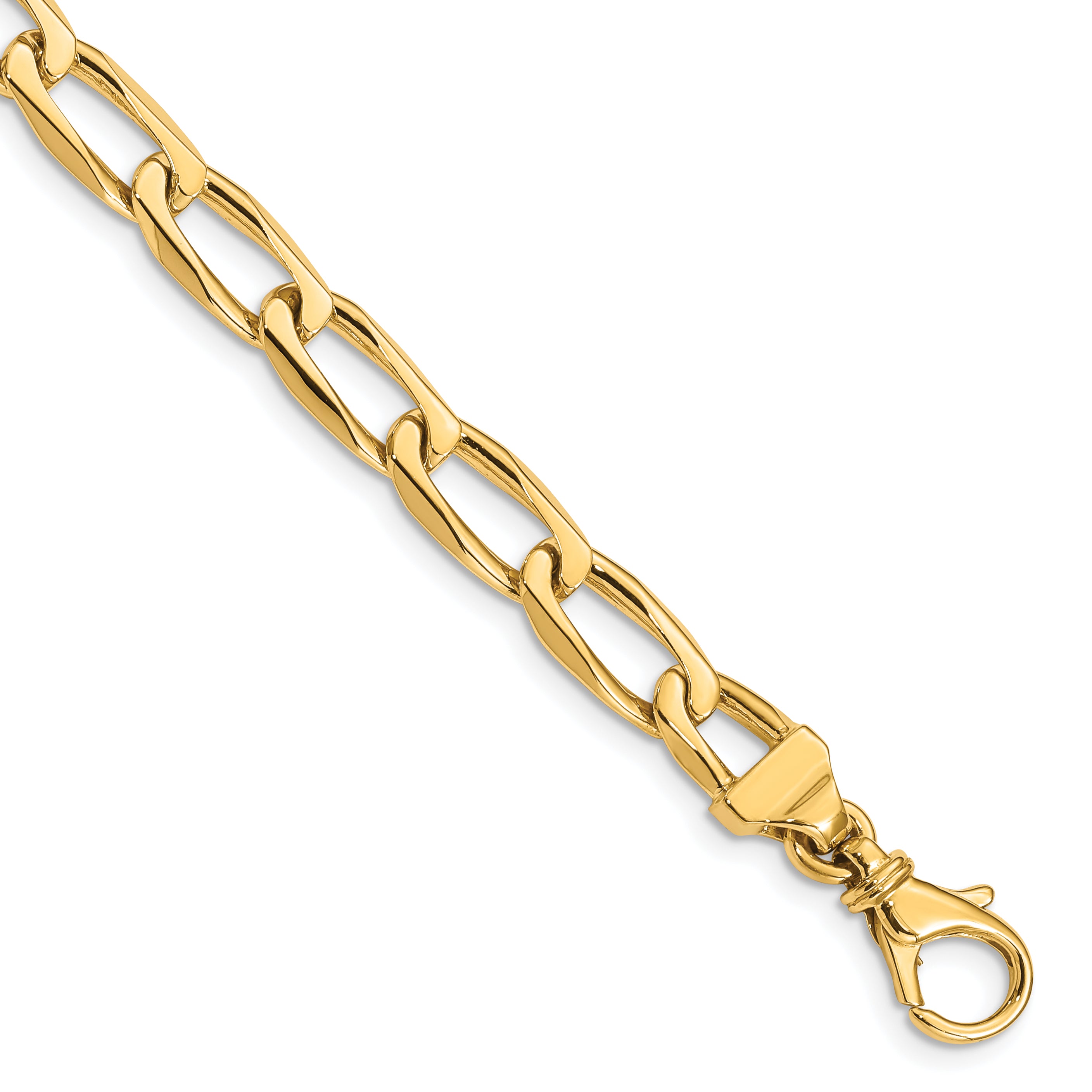 14K 18 inch 6.5mm Hand Polished Fancy Open Link with Fancy Lobster Clasp Chain