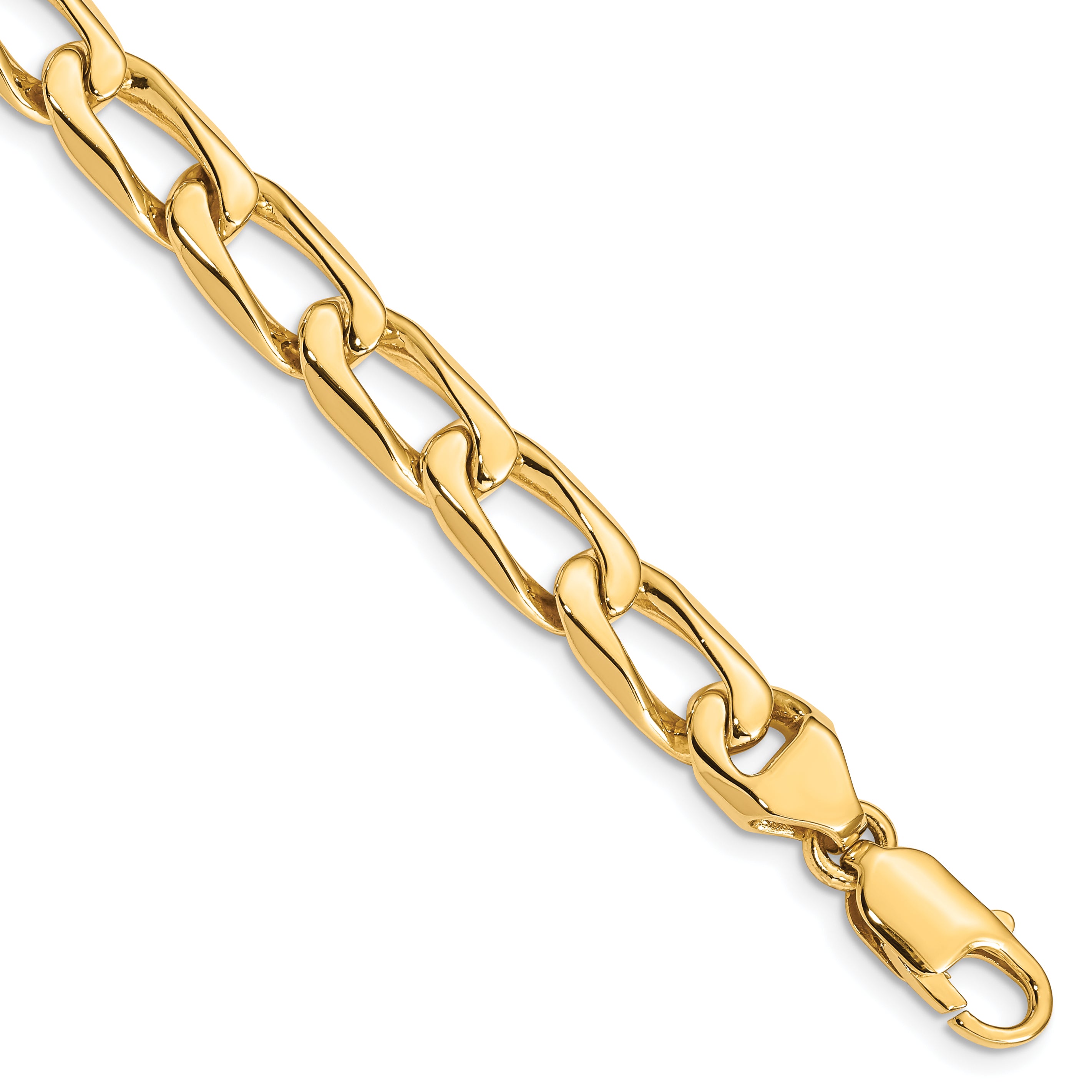 14K 8 Inch 8.5Mm Hand Polished Fancy Open Link With Lobster Clasp Bracelet