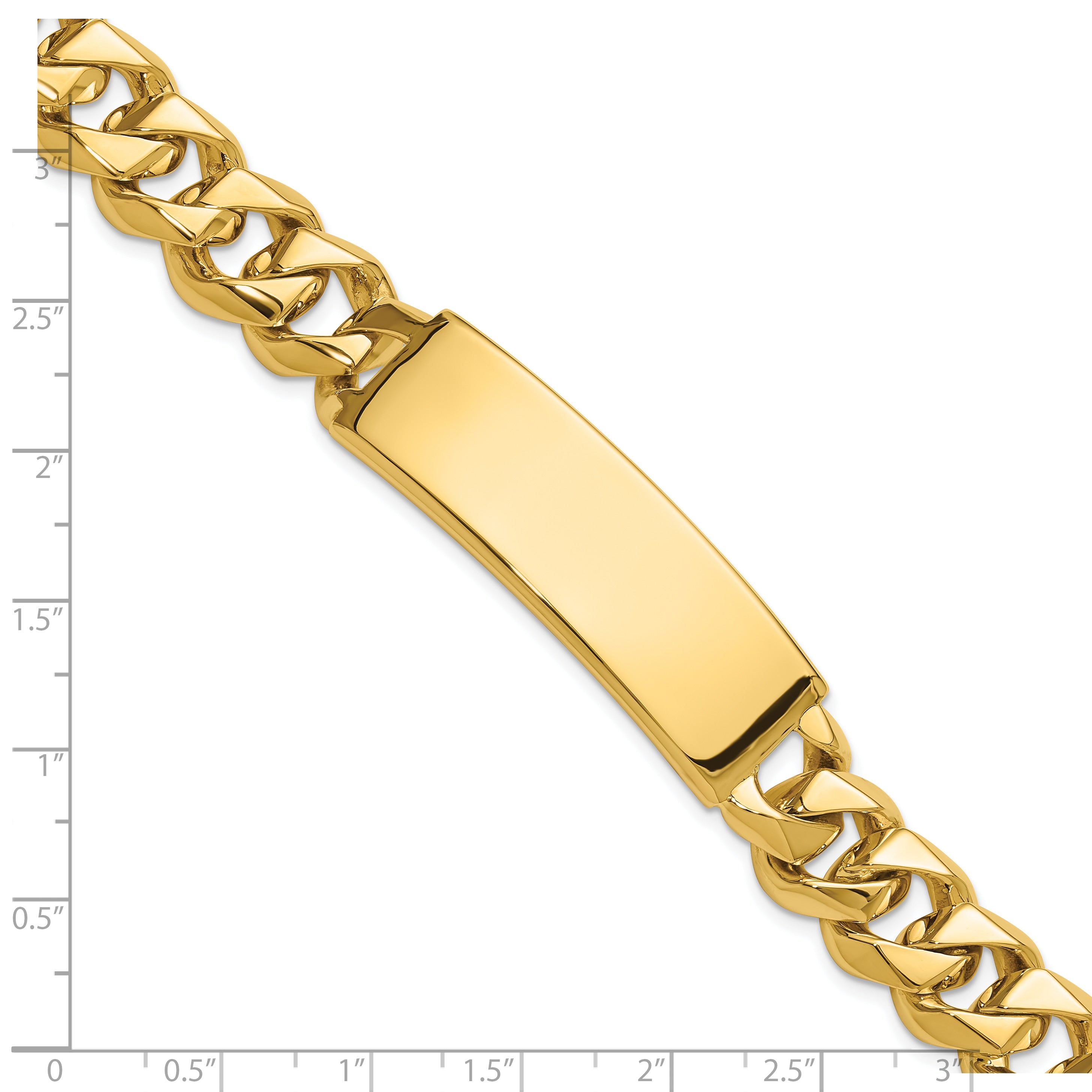 14k Hand-polished Solid Chain/Solid Plate Curb Link 48x15mm Plate 8.5 inch ID Bracelet