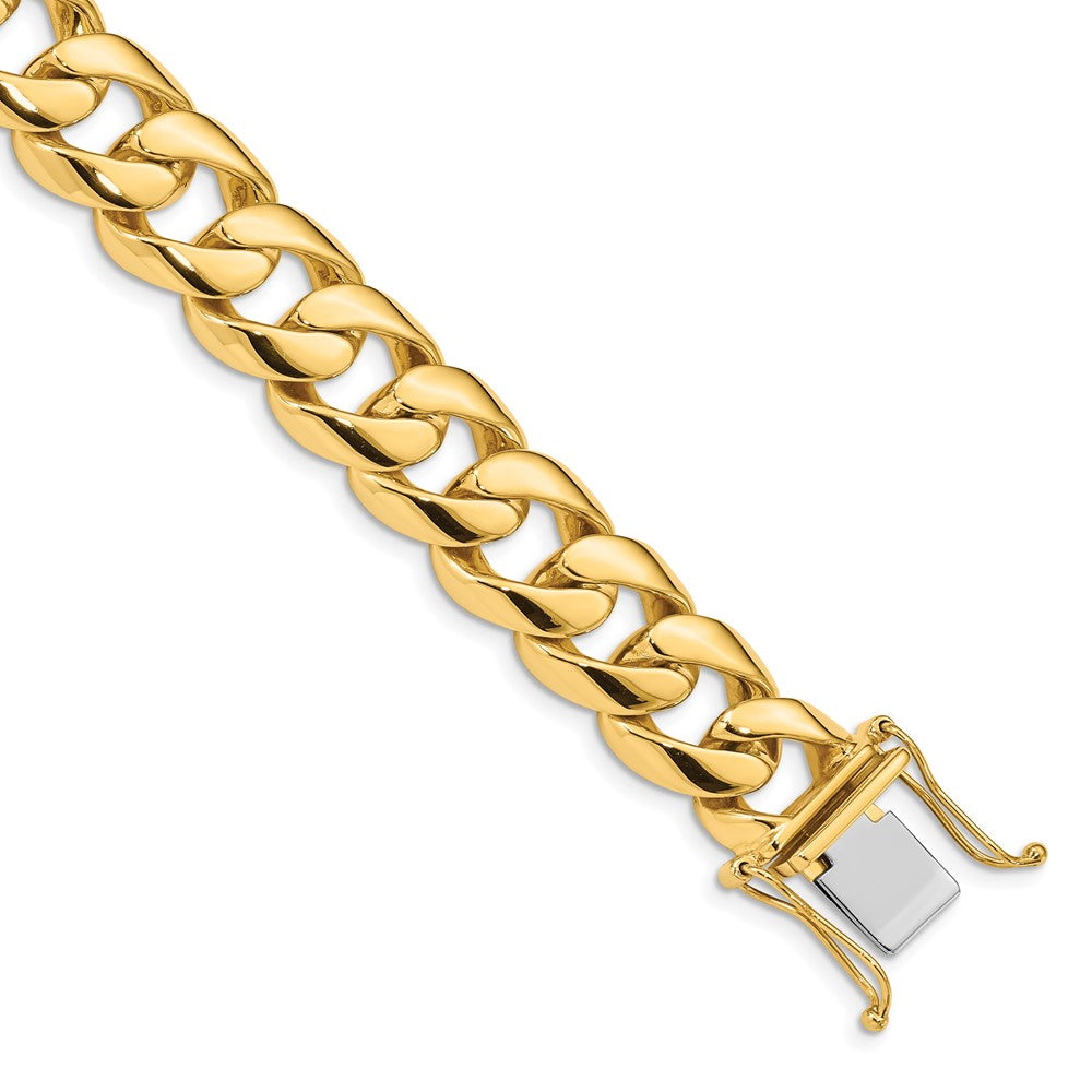 14K 20 inch 13.4mm Hand Polished Rounded Curb Link with Box Catch Clasp Chain