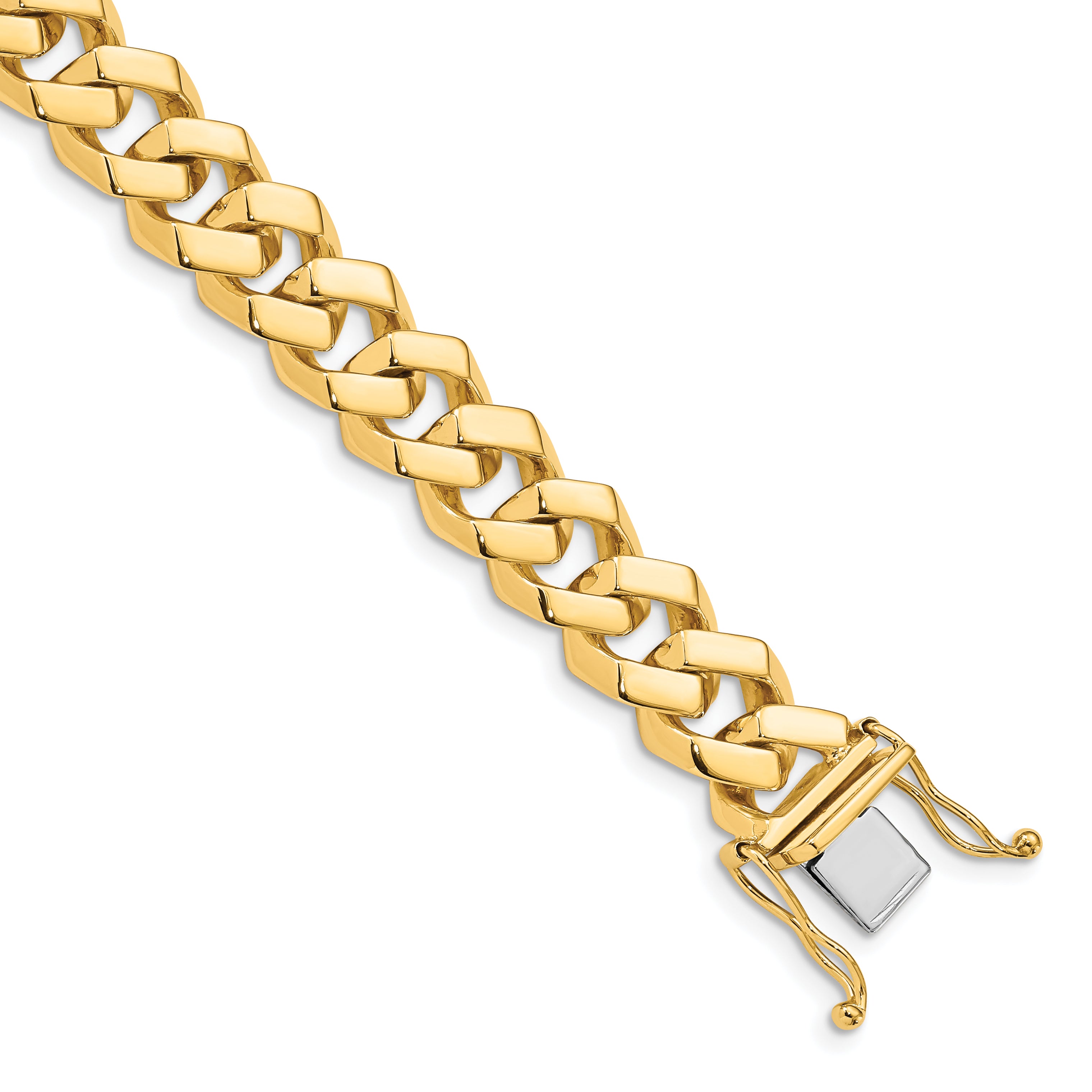 14K 22 inch 10mm Hand Polished Fancy Link with Box Catch Clasp Chain