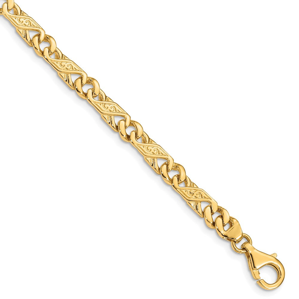 14K 22 inch 5.5mm Hand Polished Fancy Link with Fancy Lobster Clasp Chain