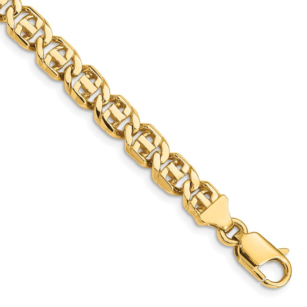 14K 18 inch 6.75mm Hand Polished Fancy Link with Lobster Clasp Chain