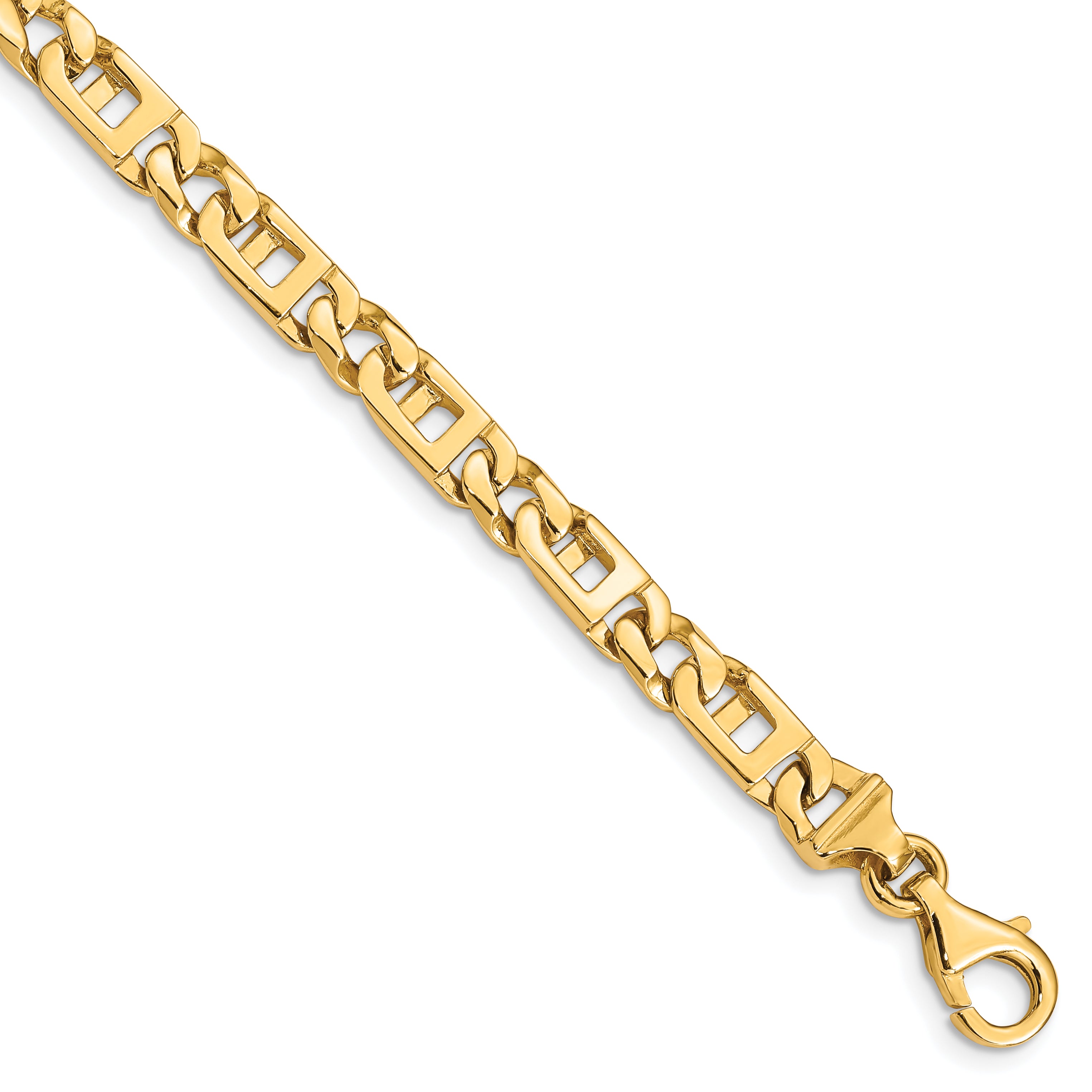 14K 8 Inch 5.9Mm Hand Polished Fancy Link With Fancy Lobster Clasp Bracelet