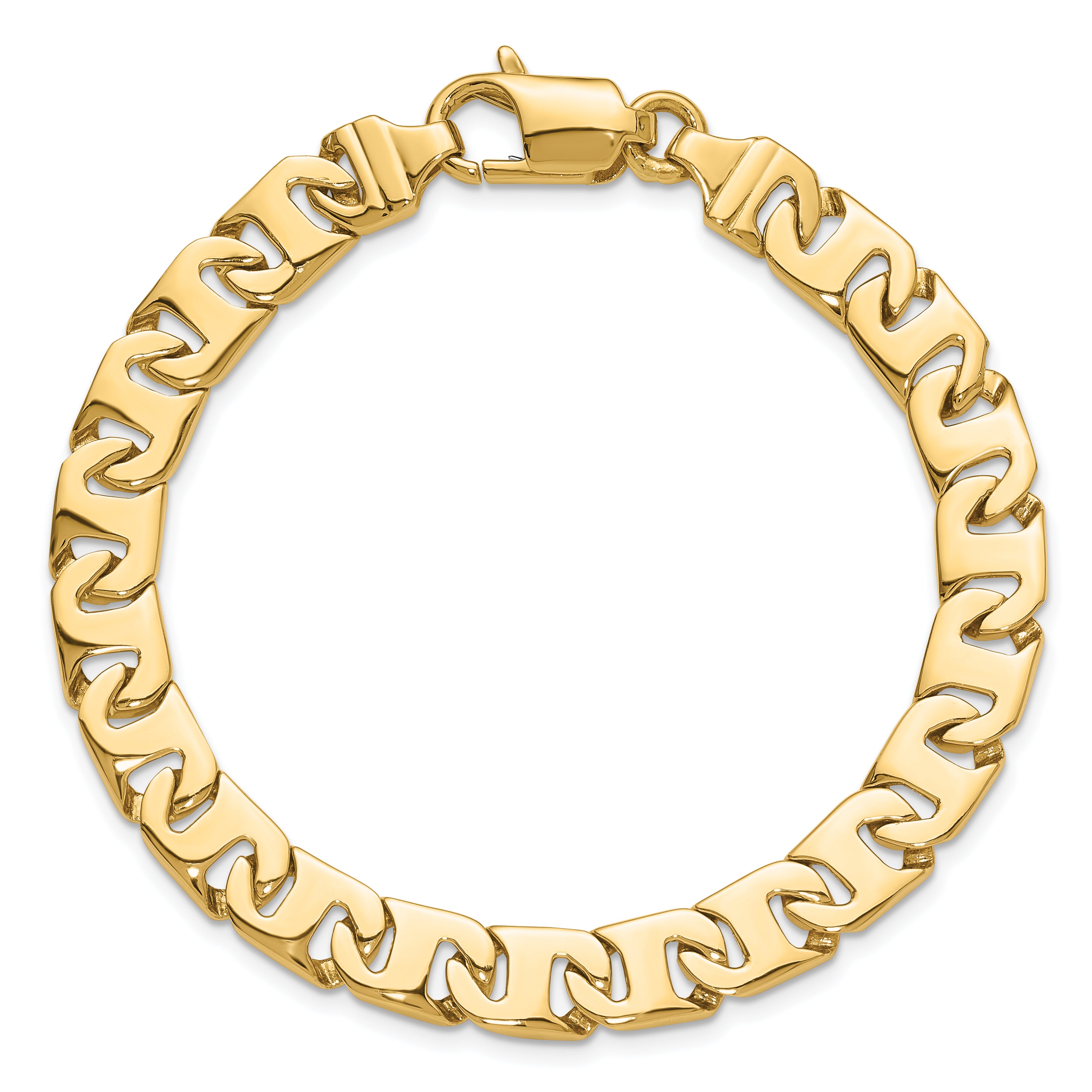 14K 18 inch 8.4mm Hand Polished Fancy Link with Fancy Lobster Clasp Chain