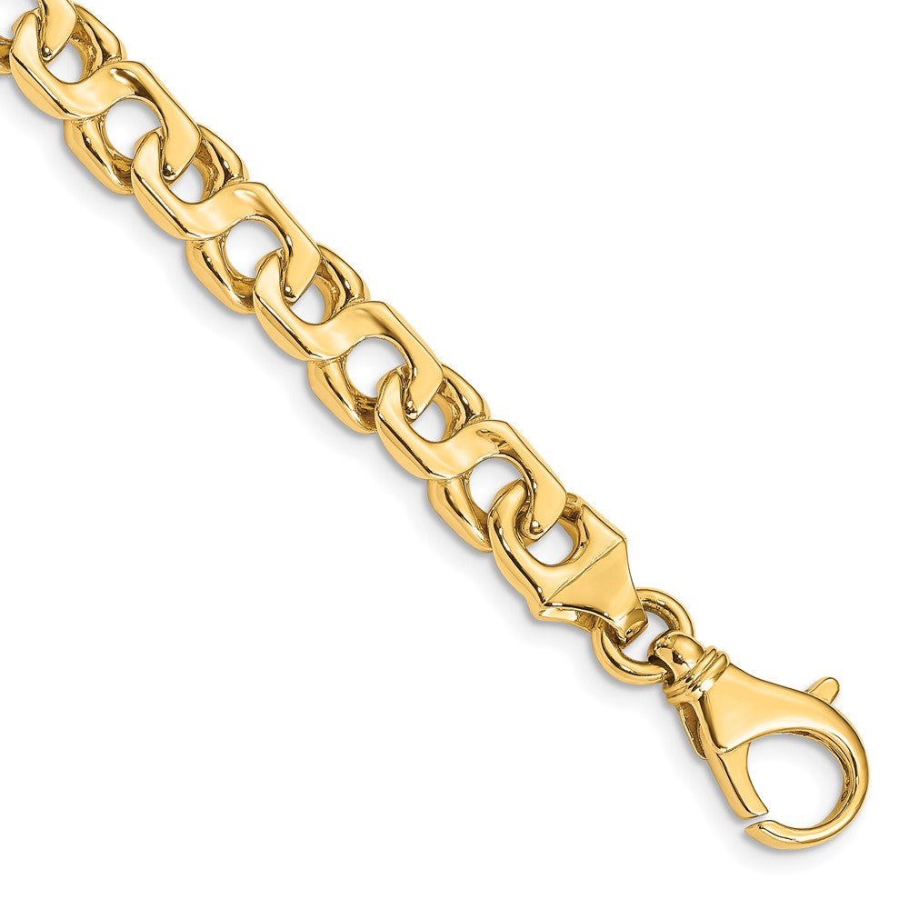14K 22 inch 7.4mm Hand Polished Fancy Link with Fancy Lobster Clasp Chain