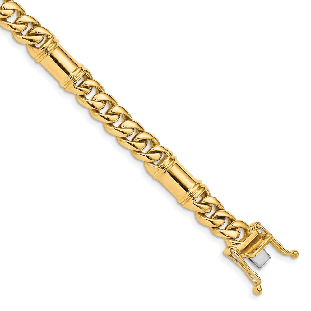 14K 22 inch 7.5mm Hand Polished Fancy Link with Box Catch Clasp Chain