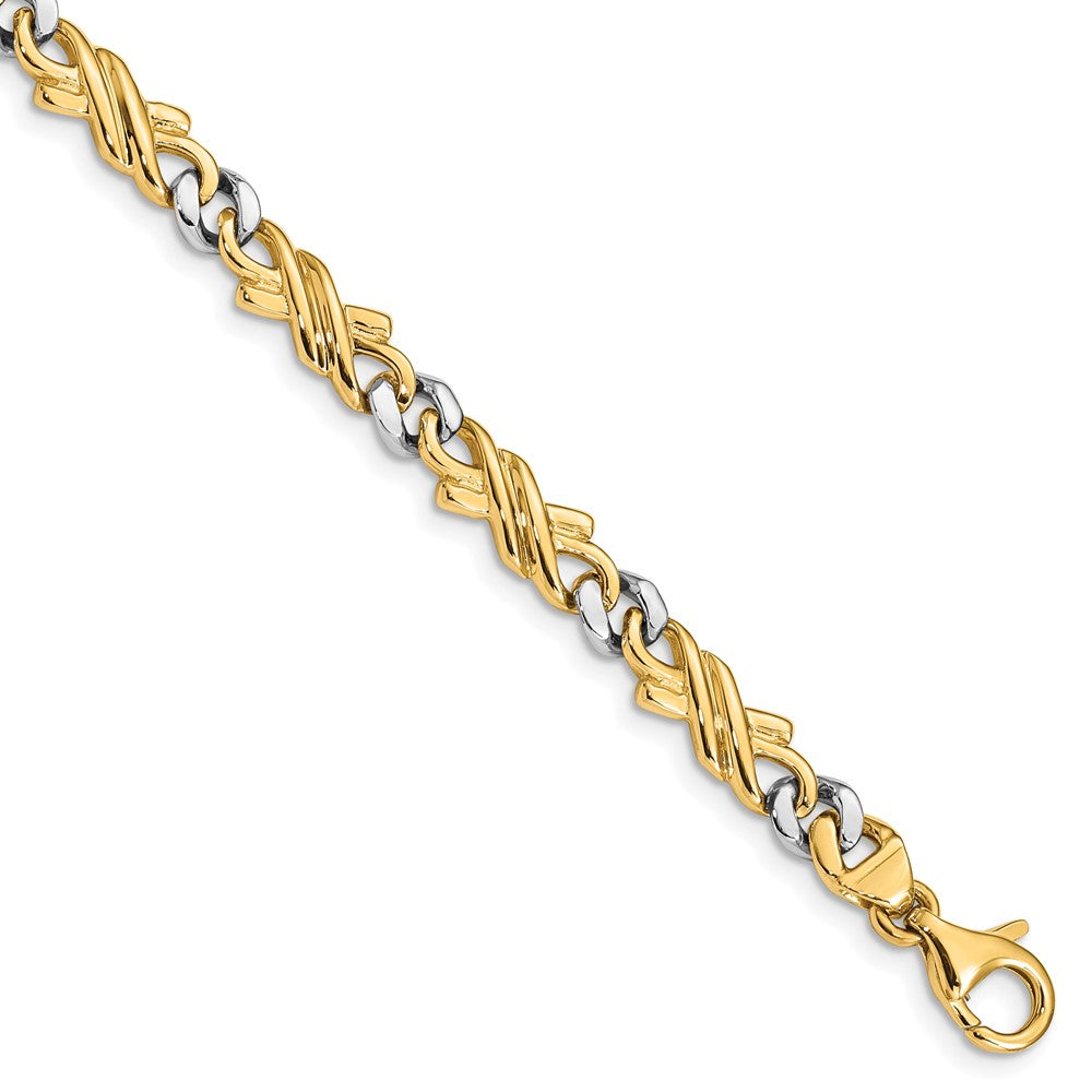 14K Two-tone 22 inch 6mm Hand Polished Fancy Link with Fancy Lobster Clasp Chain