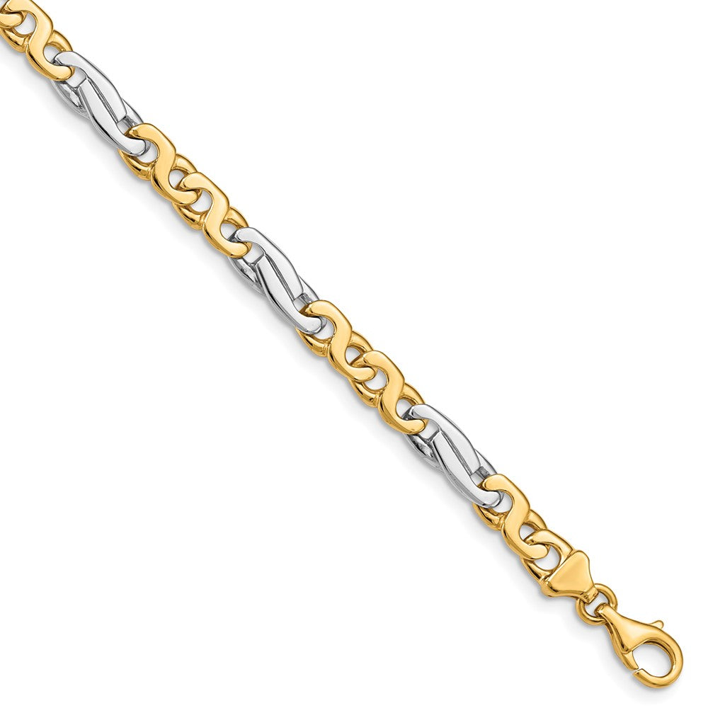 14K Two-tone 22 inch 6mm Hand Polished Fancy Link with Fancy Lobster Clasp Chain