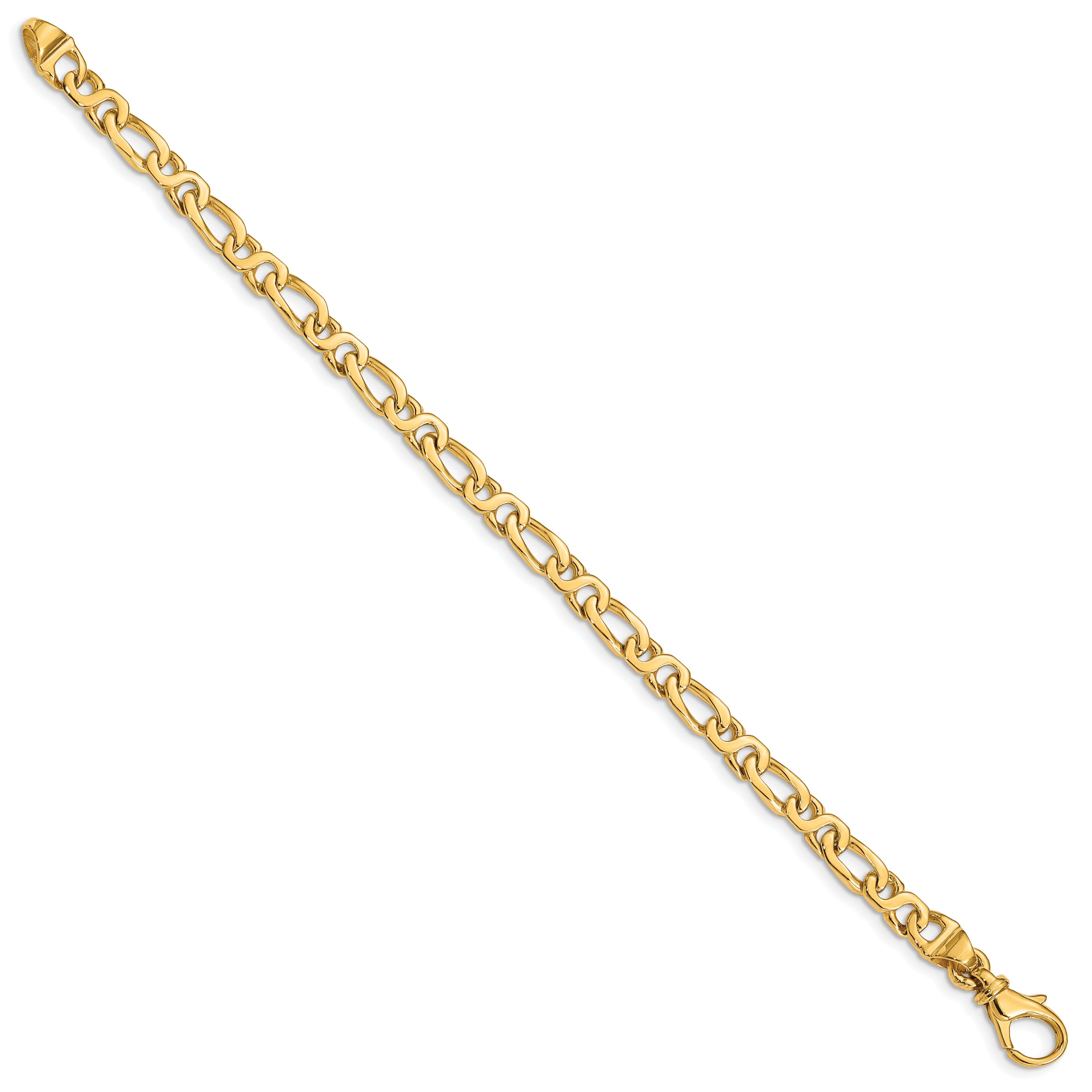 14K 7 Inch 4.8Mm Hand Polished Fancy Link With Fancy Lobster Clasp Bracelet
