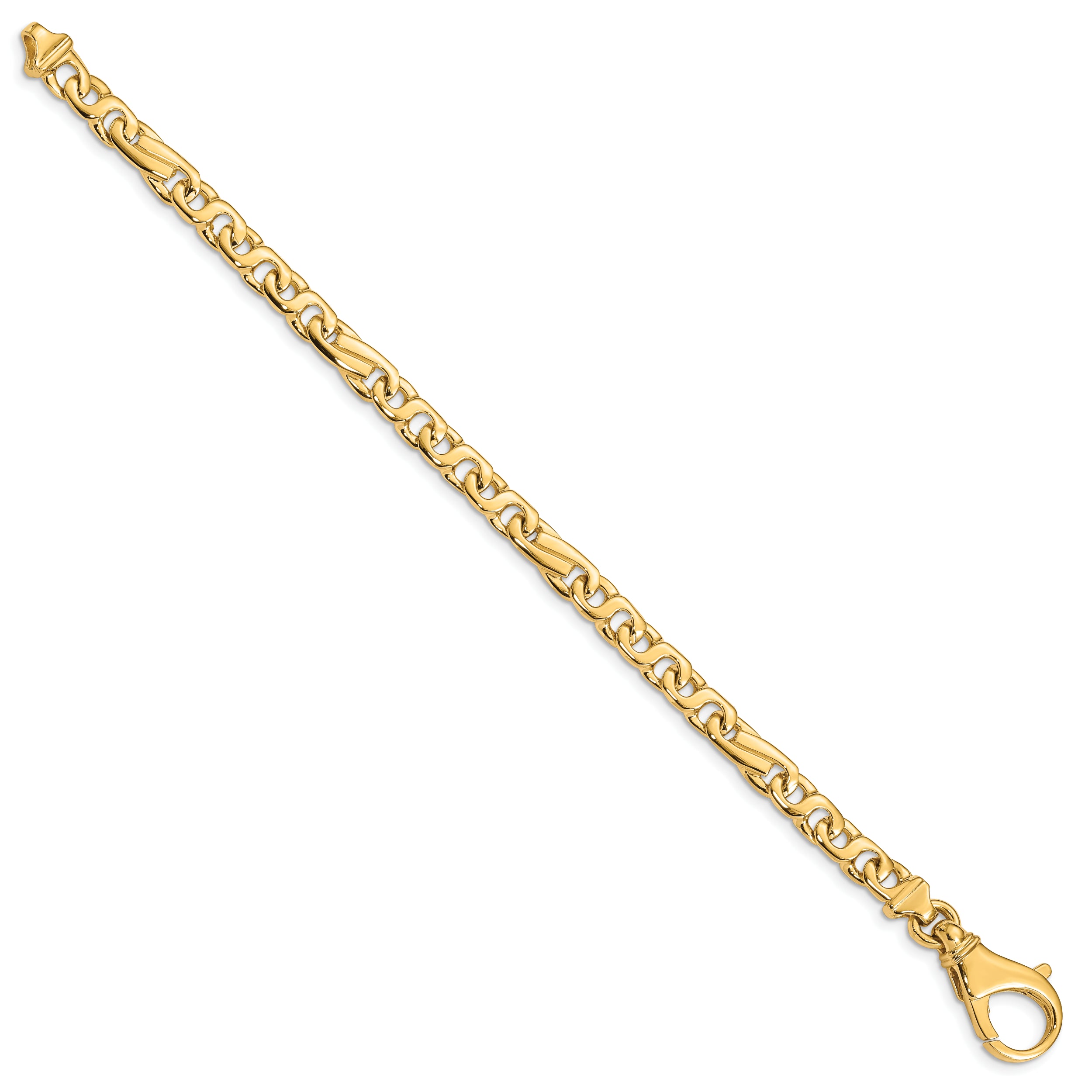14K 7 Inch 5.8Mm Hand Polished Fancy Link With Fancy Lobster Clasp Bracelet