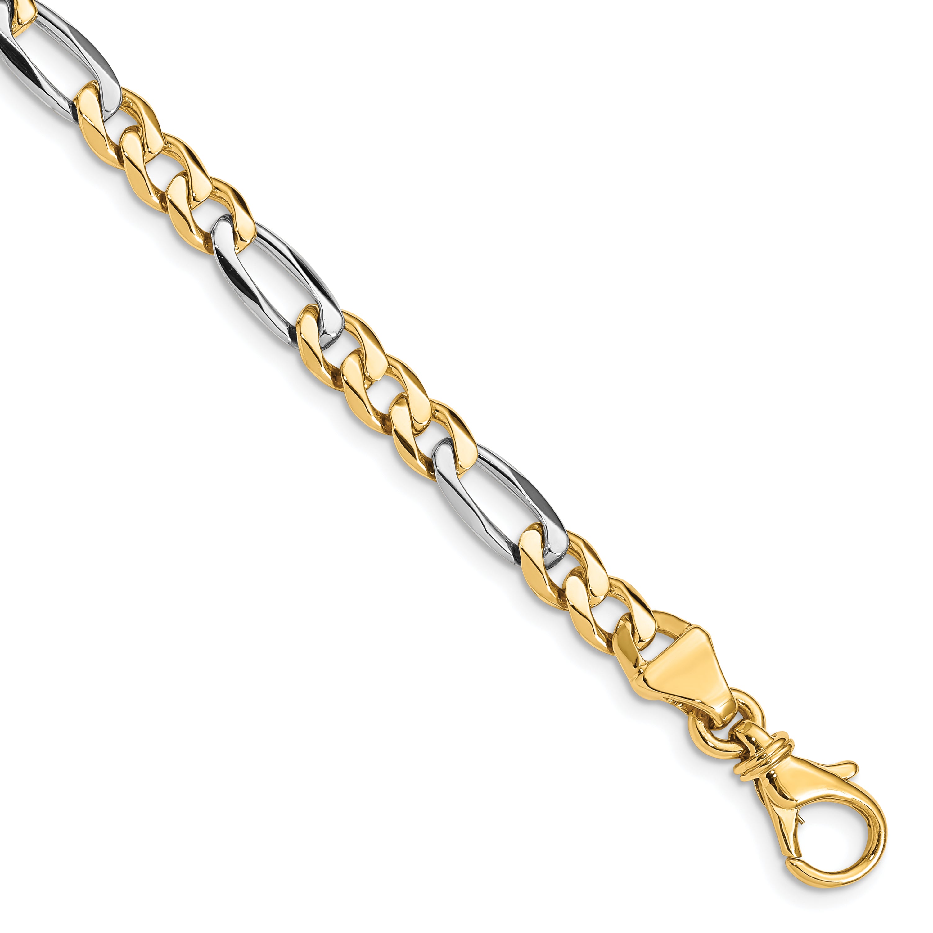 14K Two-tone 24 inch 5.8mm Hand Polished Fancy Link with Fancy Lobster Clasp Chain