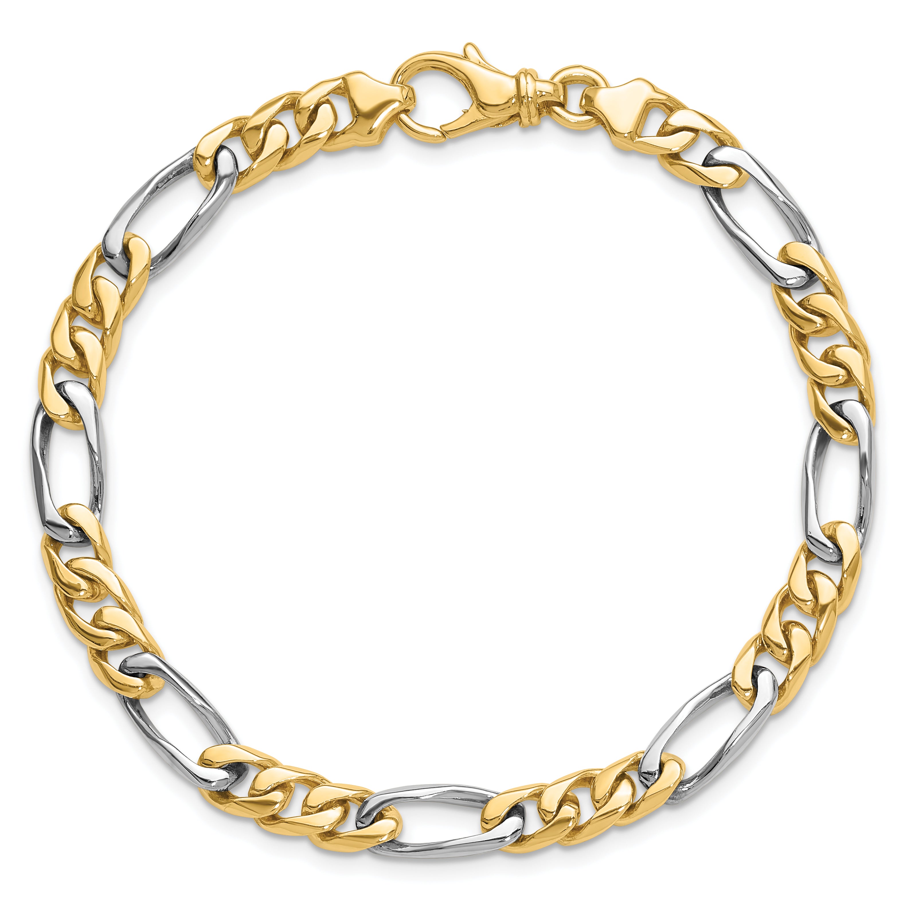 14K Two-tone 24 inch 6.1mm Hand Polished Fancy Link with Fancy Lobster Clasp Chain