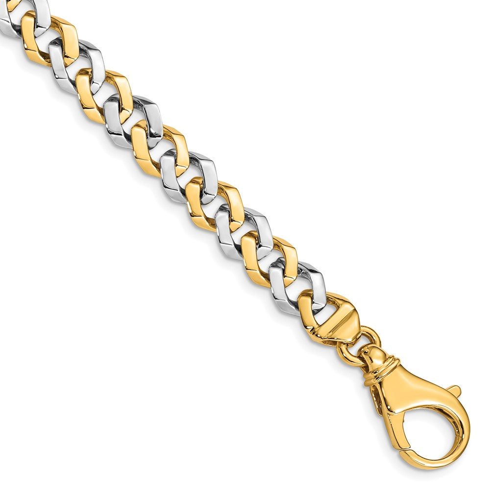 14K Two-tone 18 inch 8mm Hand Polished Fancy Link with Fancy Lobster Clasp Chain