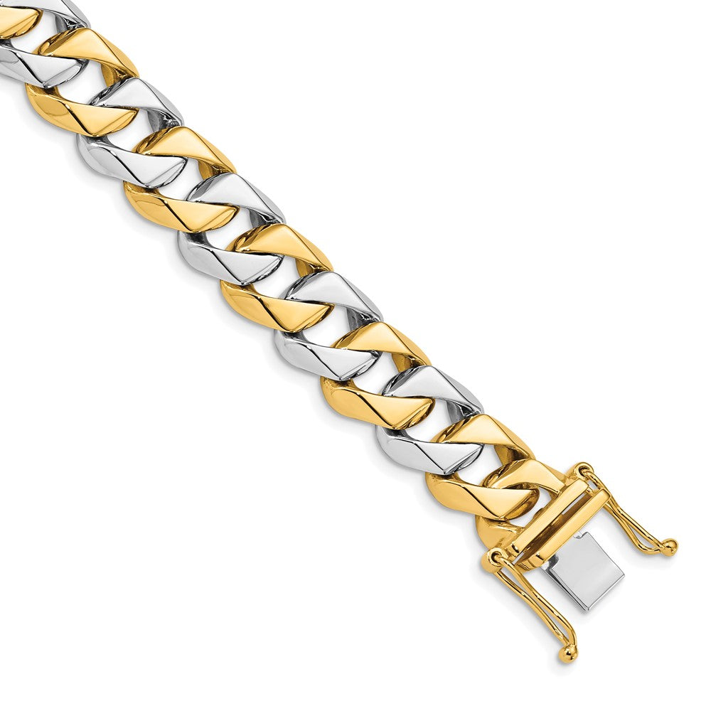 14K Two-tone 20 inch 11.2mm Hand Polished Fancy Link with Box Catch Clasp Chain