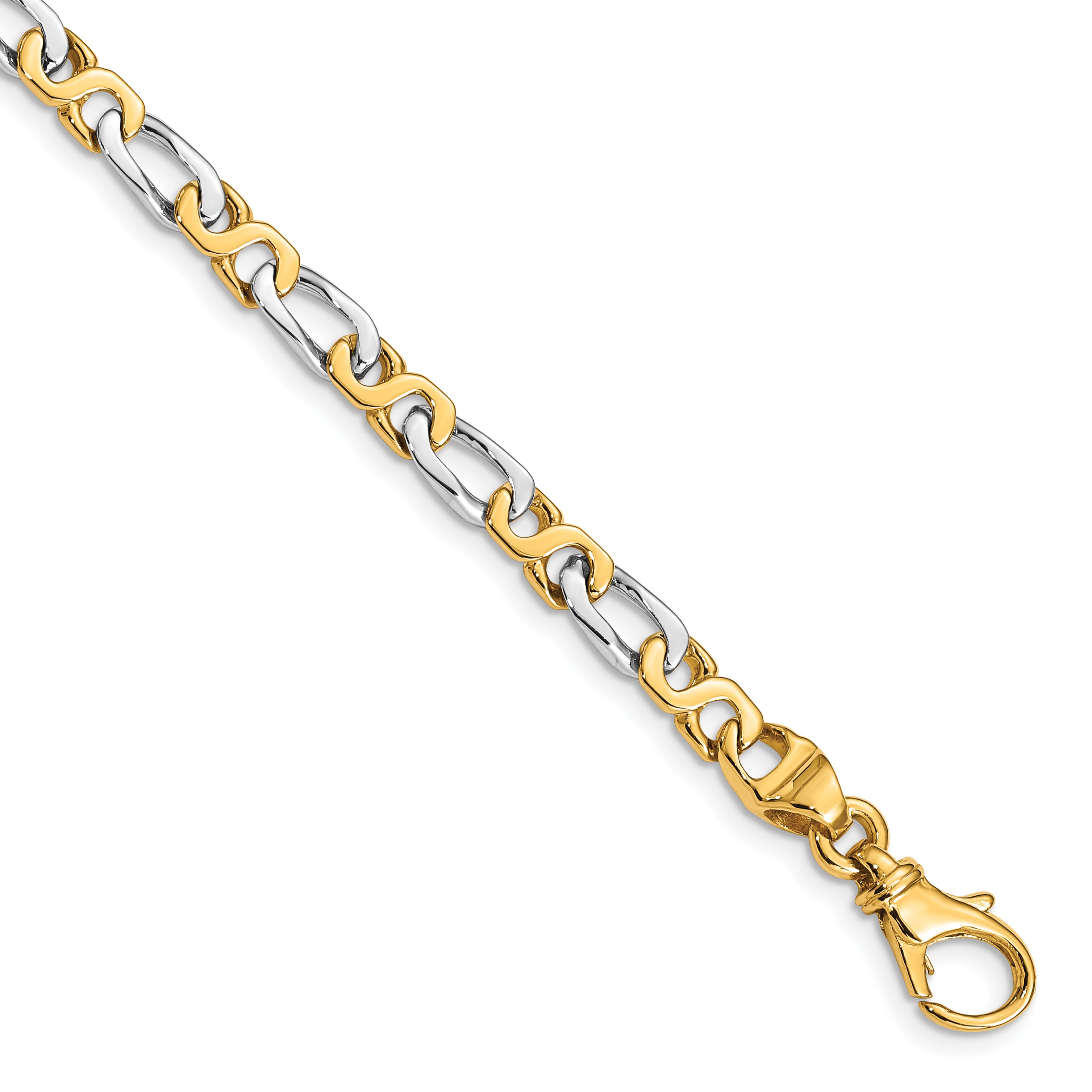 14K Two-tone 24 inch 4.8mm Hand Polished Fancy Link with Fancy Lobster Clasp Chain