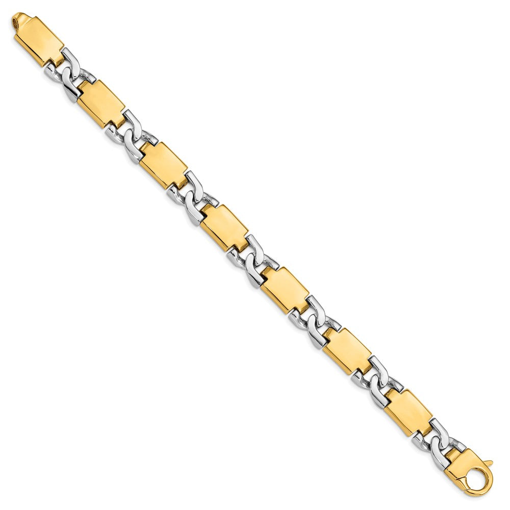 14K Two-tone 9 inch 10.9mm Hand Polished Fancy Link with Fancy Lobster Clasp Bracelet