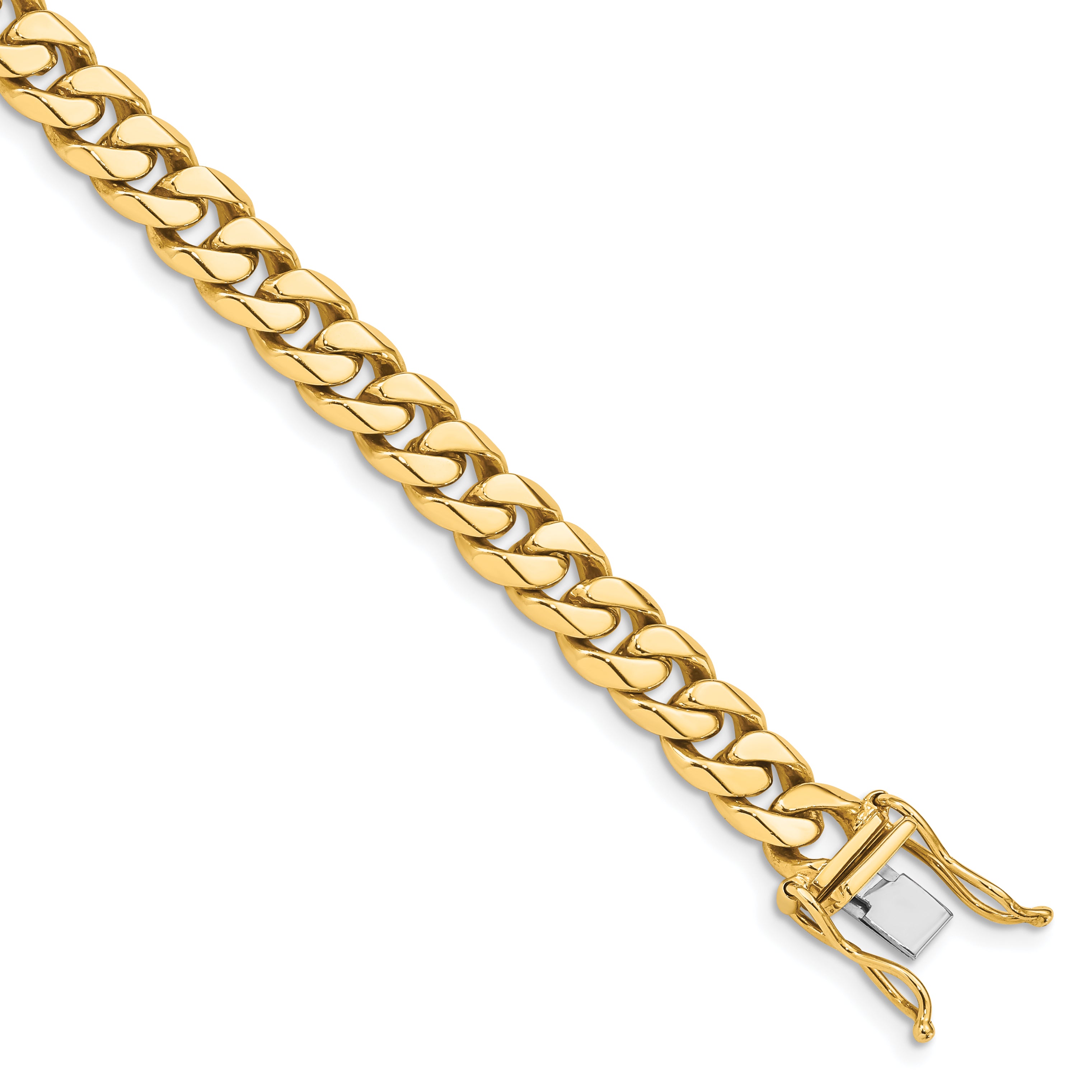 14K 24 Inch 7Mm Hand Polished Miami Cuban Link With Box Catch Clasp Chain