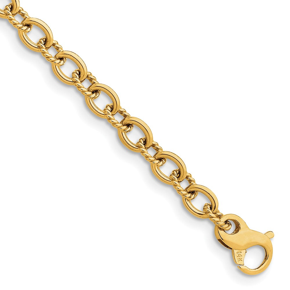 14K 18 inch 7.8mm Hand Polished and Textured Fancy Link with Fancy Lobster Clasp Chain