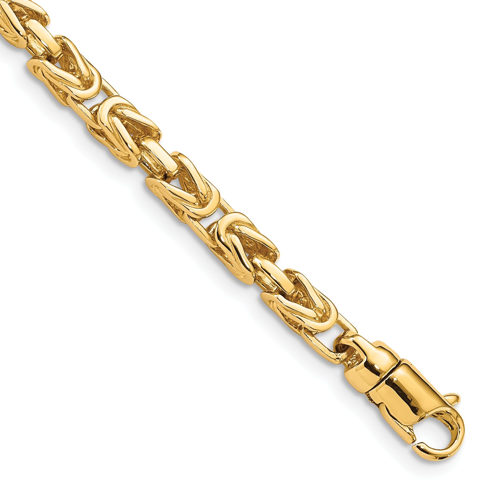14K 24 inch 4.1mm Hand Polished Byzantine Link with Lobster Clasp Chain