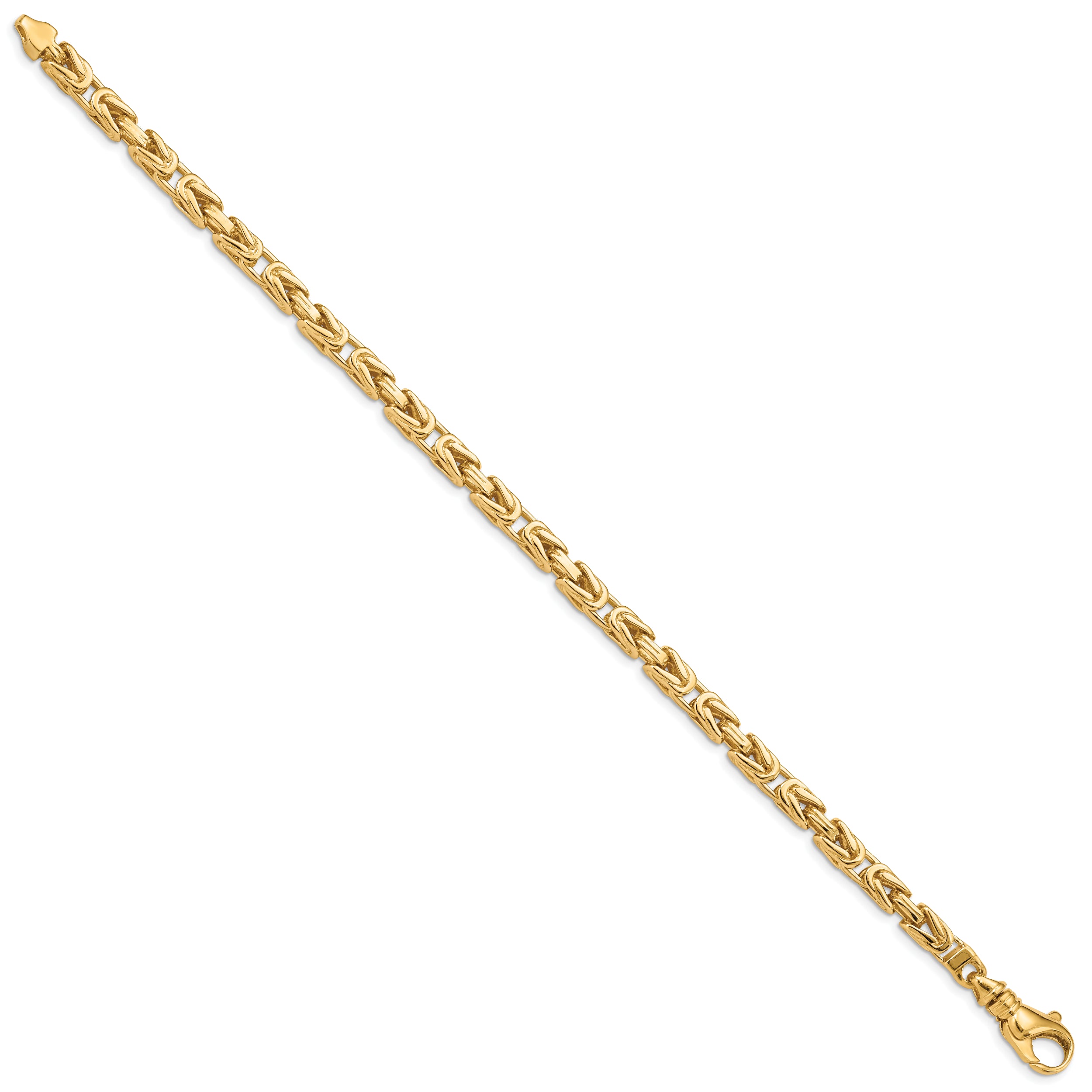14K 20 inch 4.1mm Hand Polished Byzantine Link with Fancy Lobster Clasp Chain