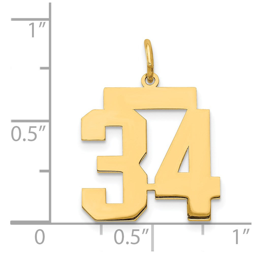 14k Medium Polished Number 34 Charm