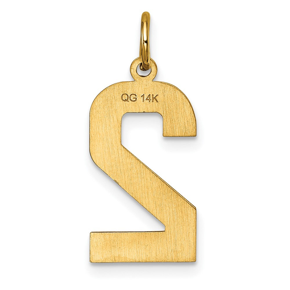 14k Large Brushed Diamond-cut Number 2 Charm
