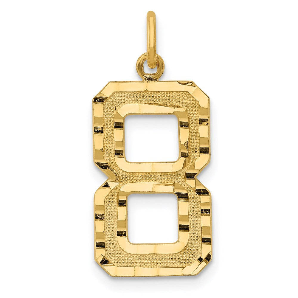 14k Large Brushed Diamond-cut Number 8 Charm