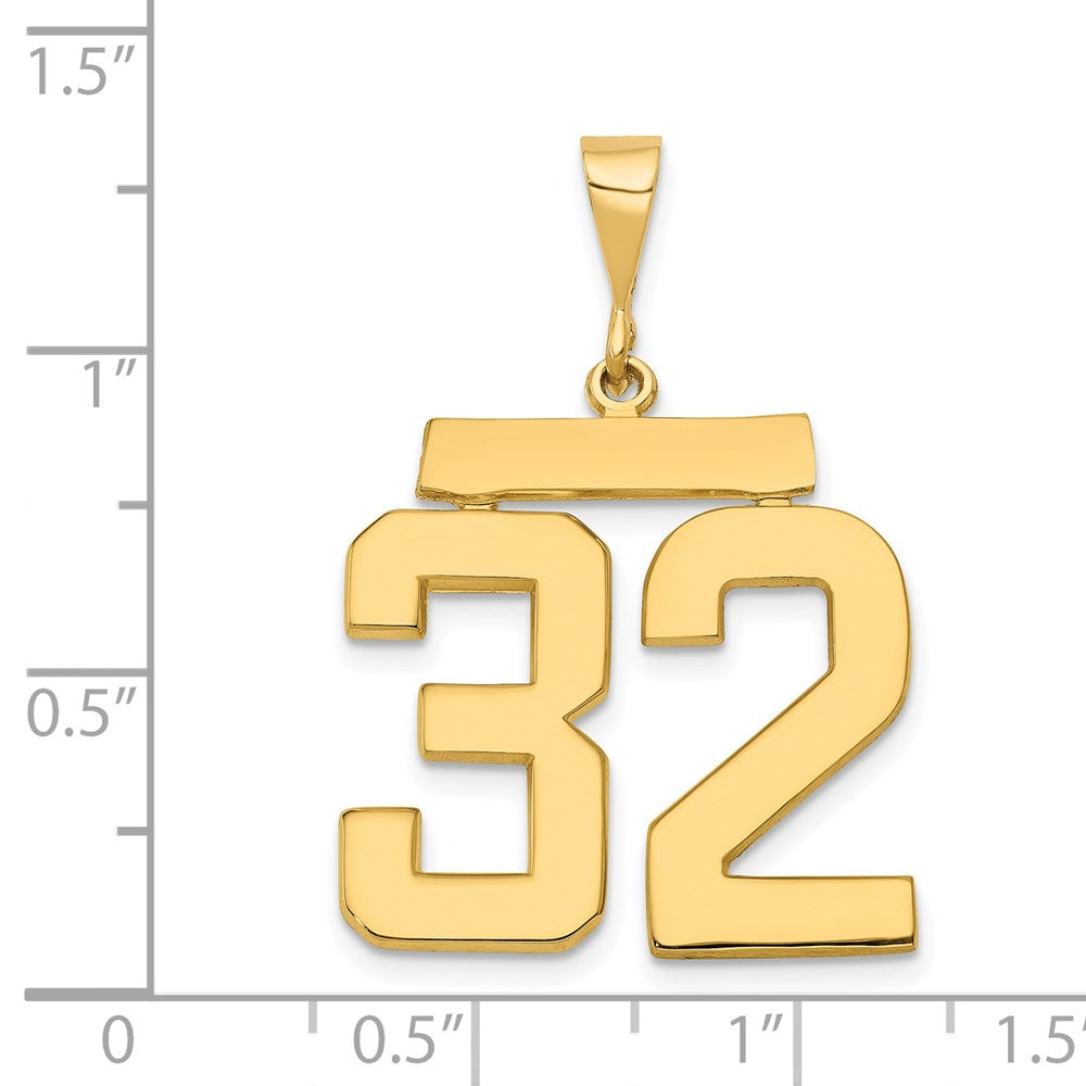 14k Large Polished Number 32 Pendant