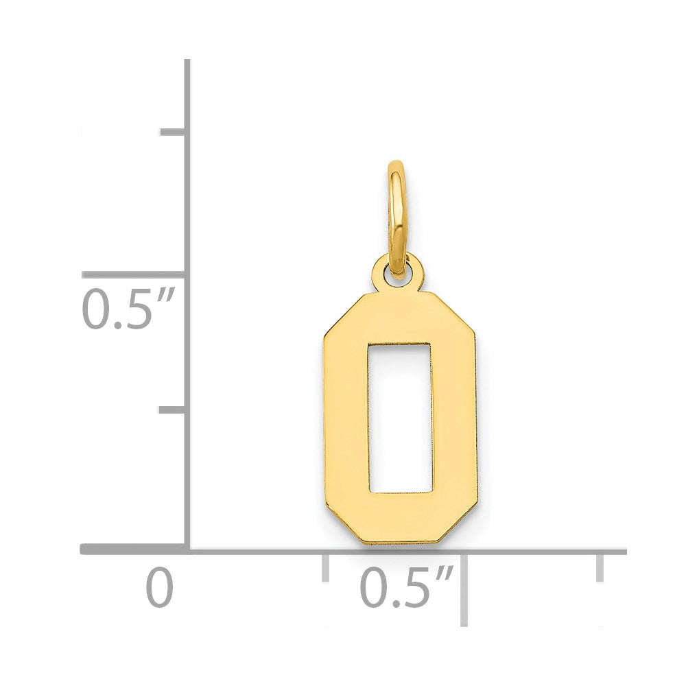 14k Small Polished Number 0 Charm