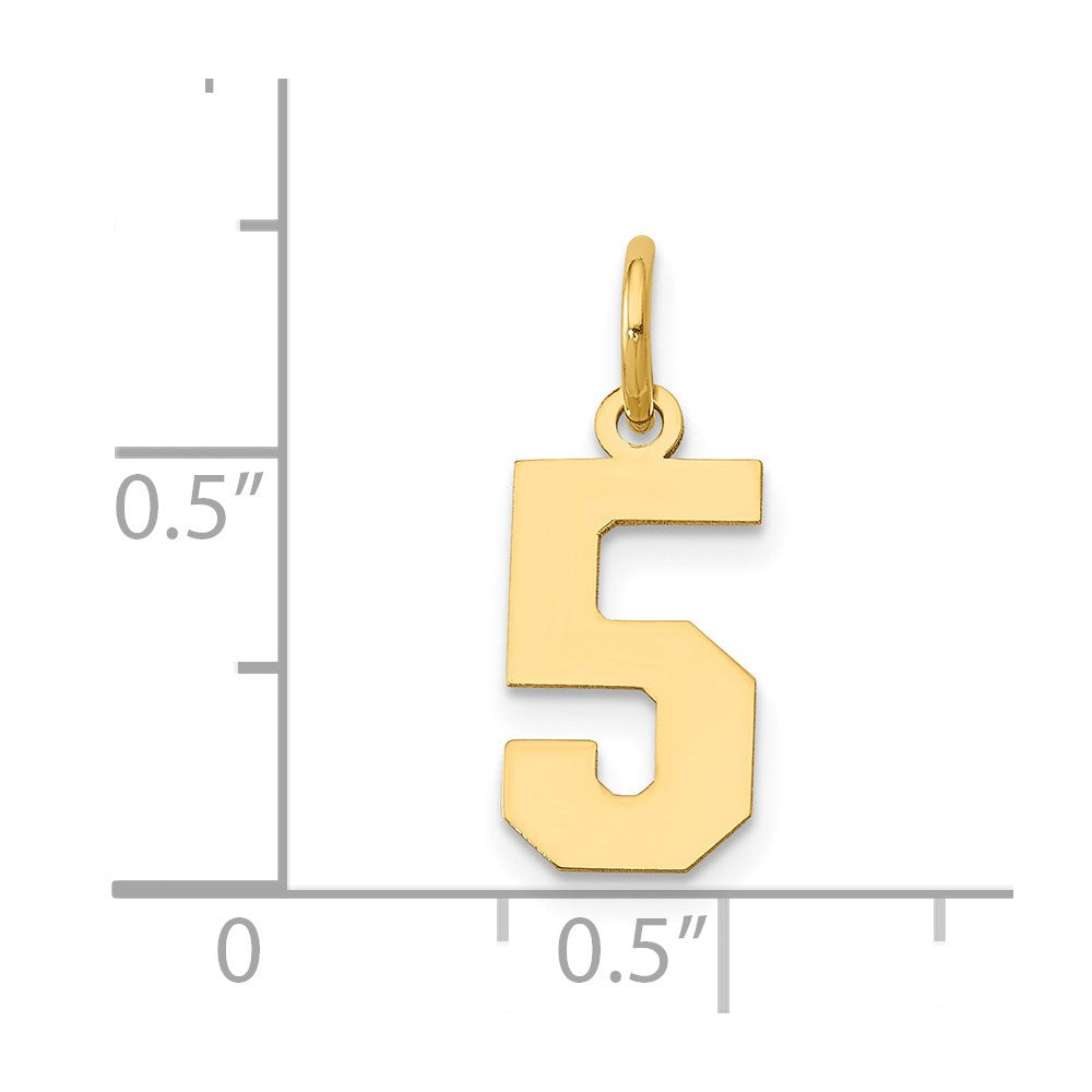 14k Small Polished Number 5 Charm