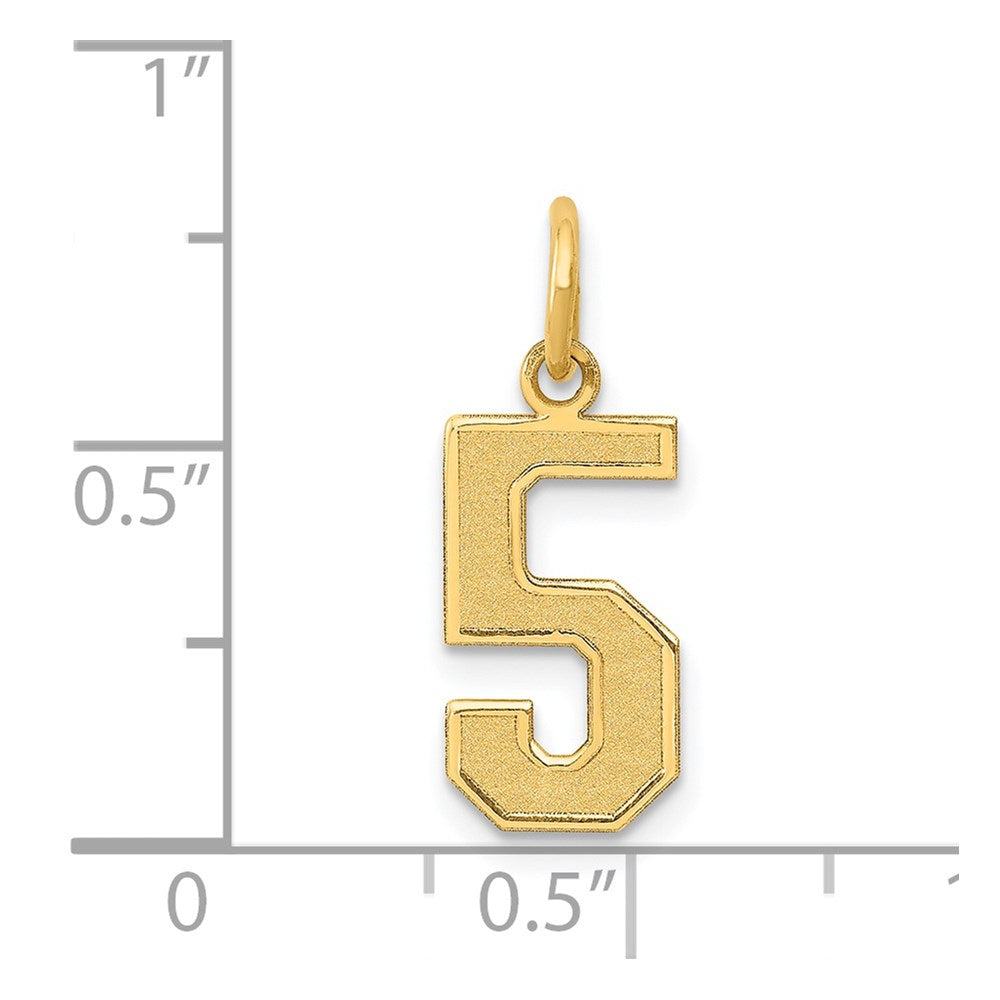 14k Medium Satin Number 5 Charm