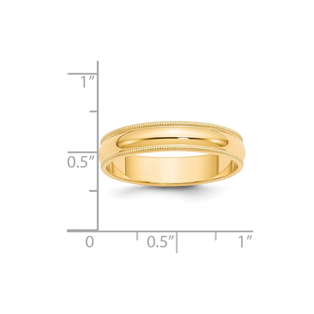 14k Yellow Gold 5mm Milgrain Half Round Wedding Band Size 5