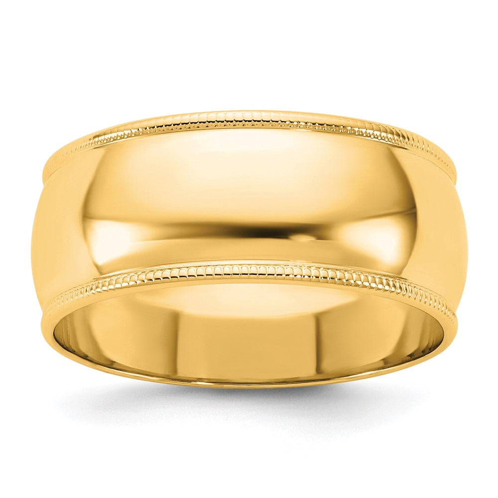 14k Yellow Gold 8mm Milgrain Half Round Wedding Band Size 8.5