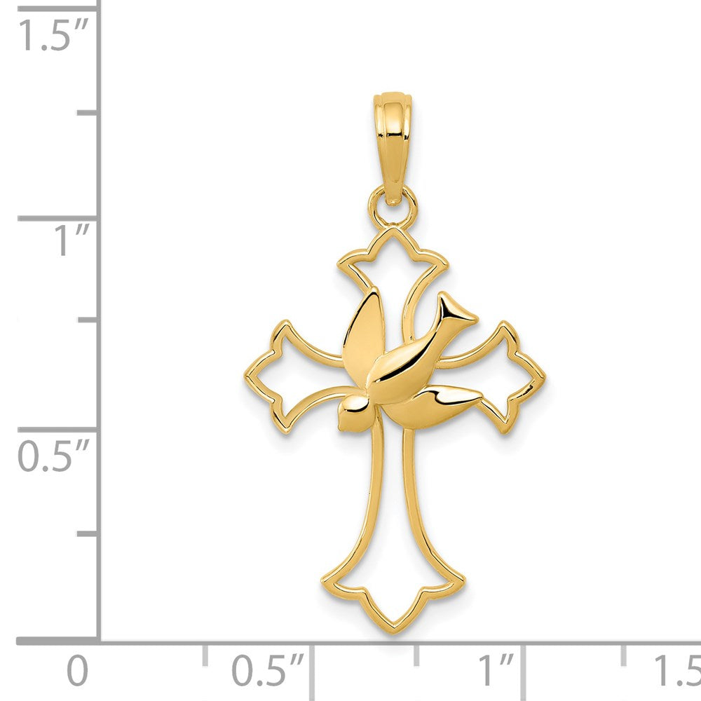 14k Dove Cross Pendant