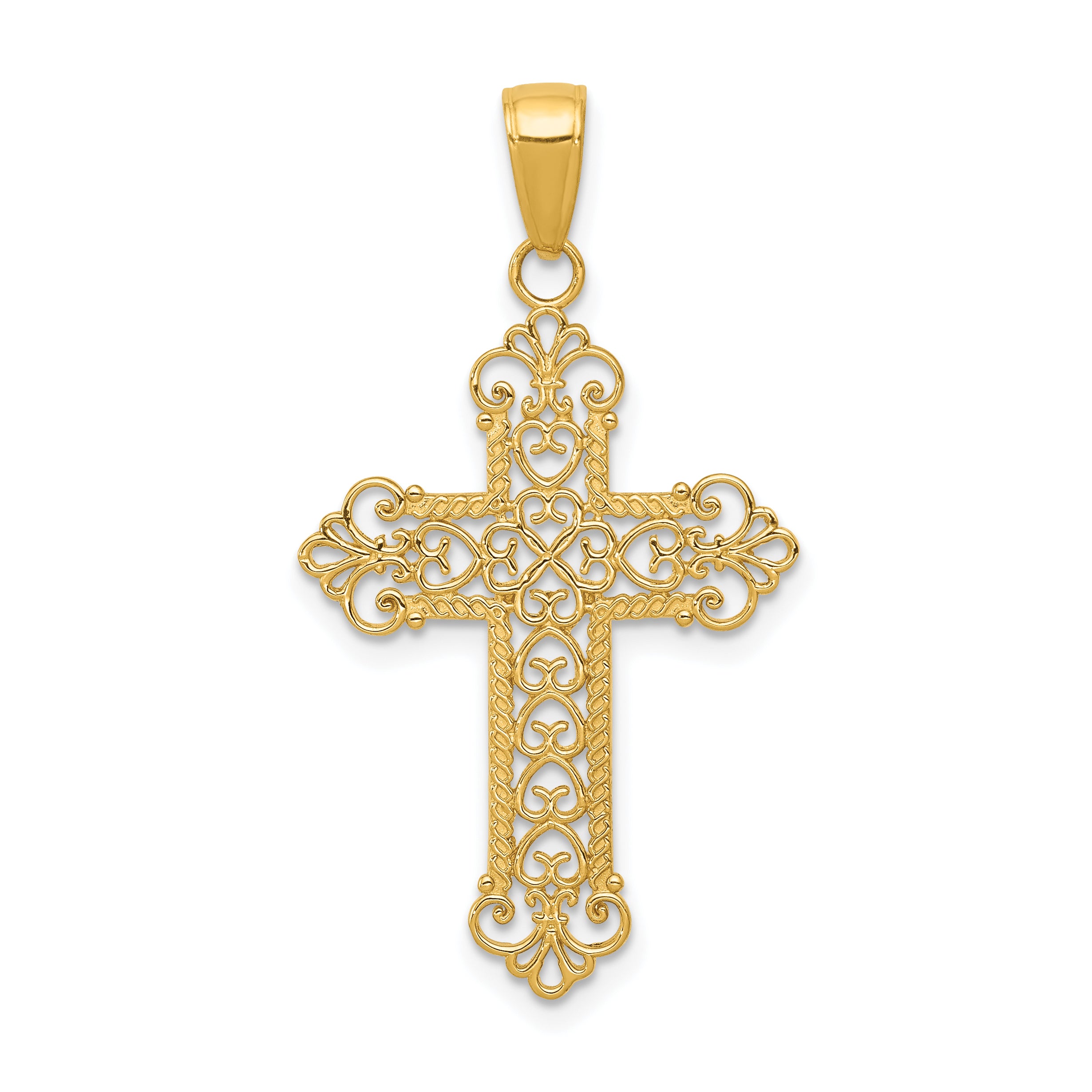 14K Fleur De Lis Cross Charm