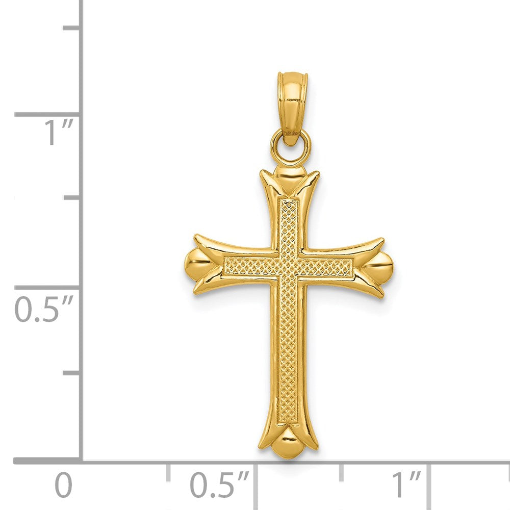 14k Fleur De Lis Cross Pendant