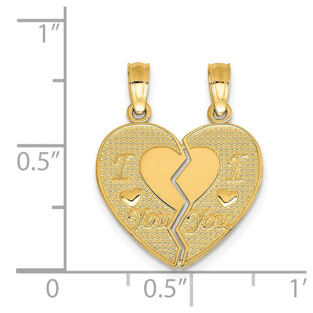 14k I LOVE YOU Break Apart Heart Charm